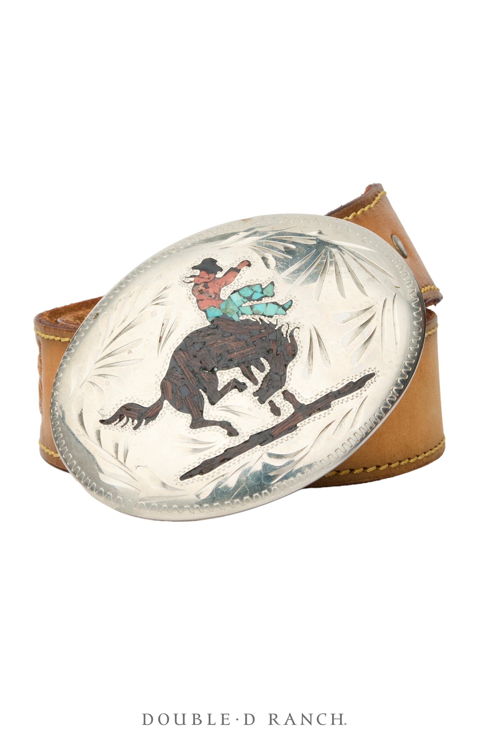 Belt, A Vintage, Buckle, Chip Inlay, Bronc Rider, Hallmark, Vintage, 1380