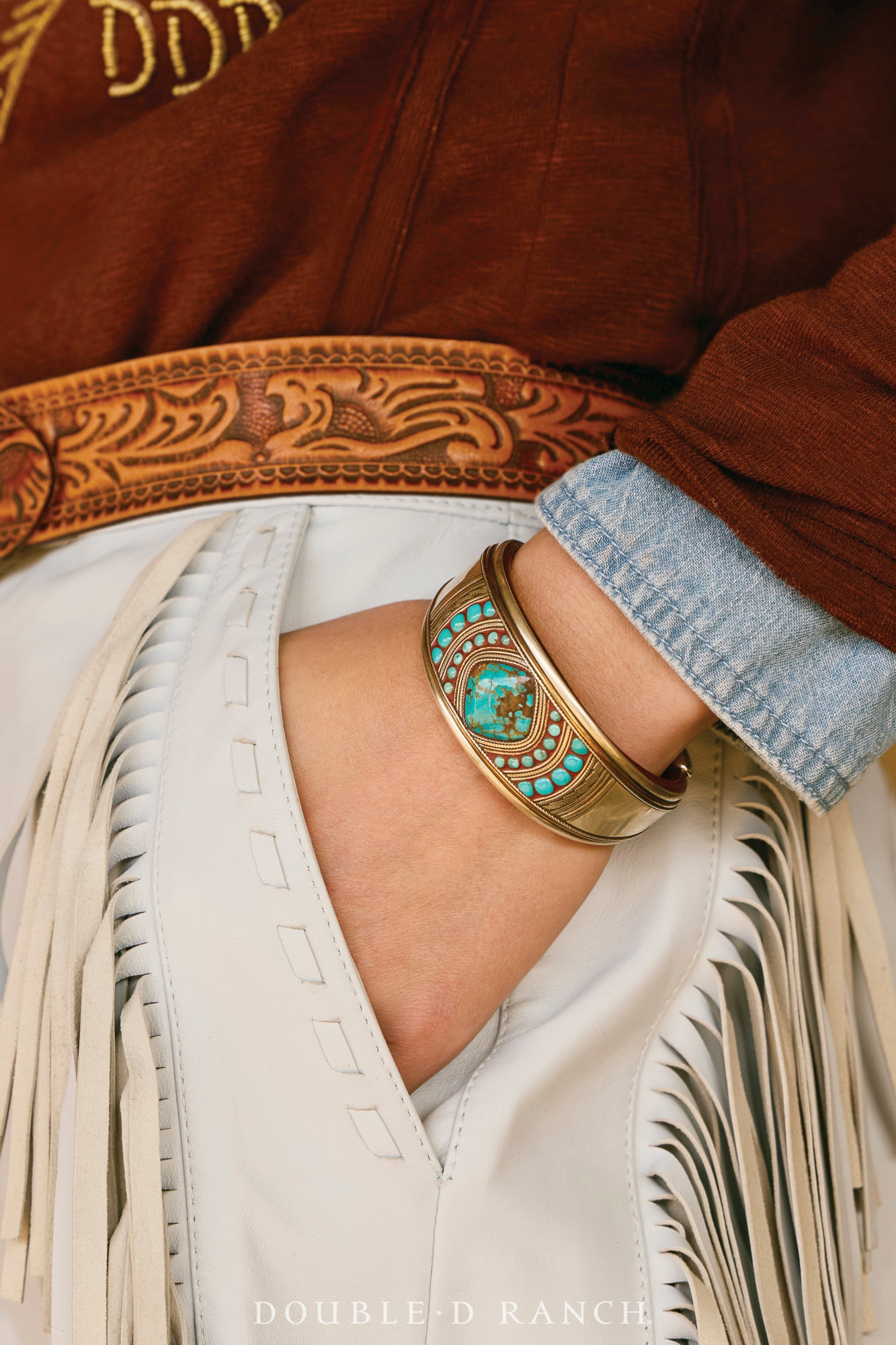 Cuff, Inlay, Turquoise, Leather Lined, Artisan, Charlie Favour, Contemporary, 4095