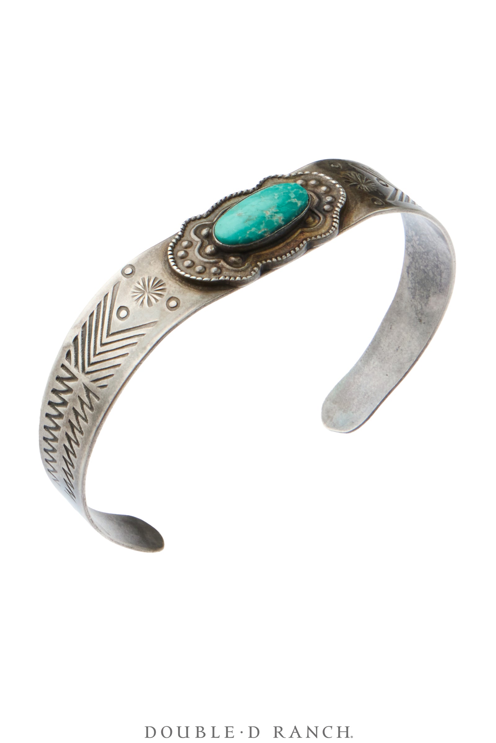 Cuff, Fred Harvey Railroad Era, Turquoise, Arrow Stampwork, Vintage, 4379