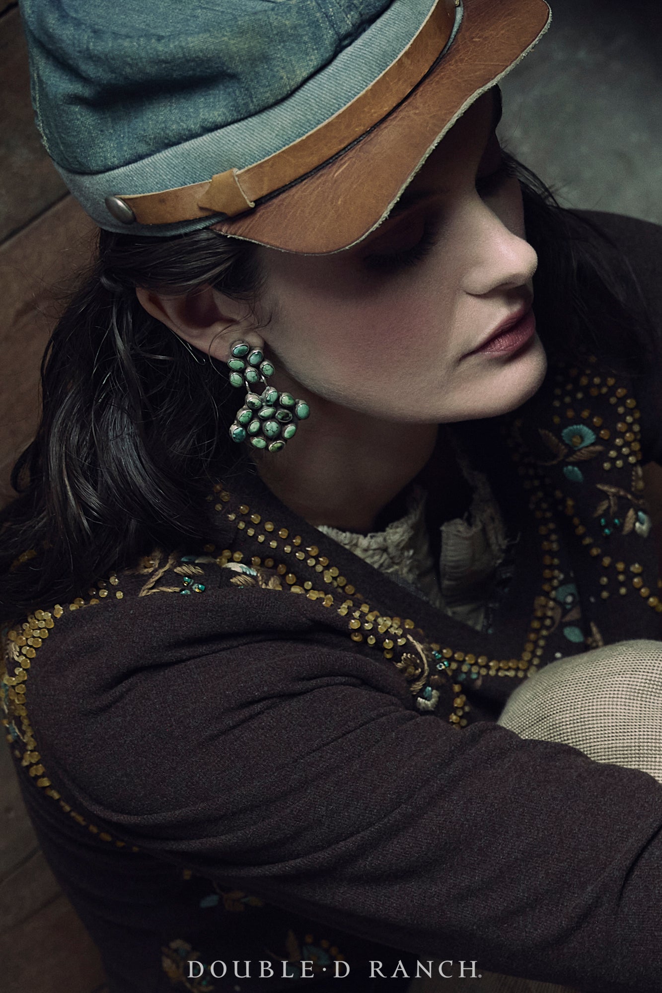 Earrings, Oscar Betz, Chandelier, Turquoise, Hallmark, 1722