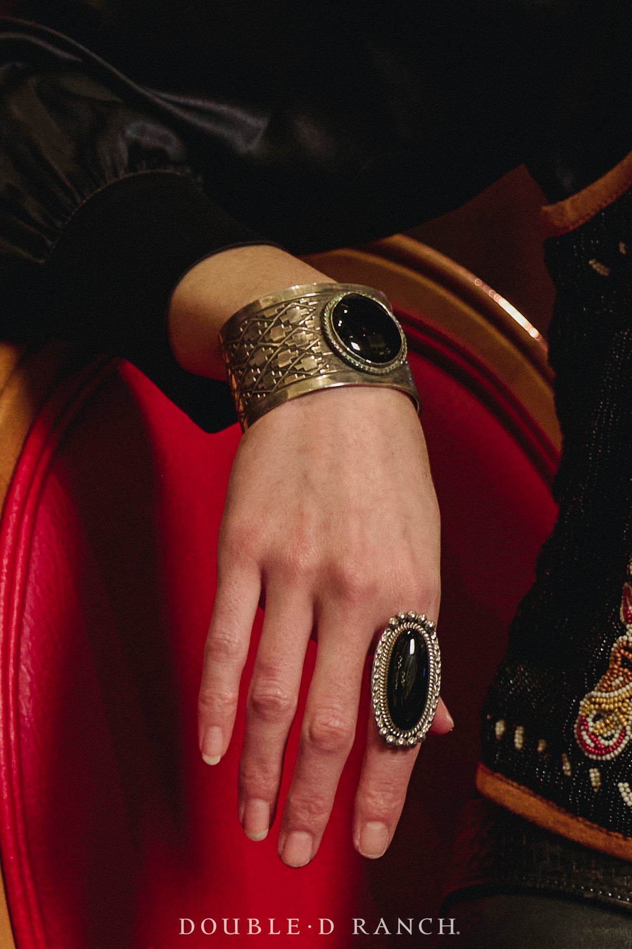 Cuff, Natural Stone, Onyx, Hallmark, Vintage, 3800