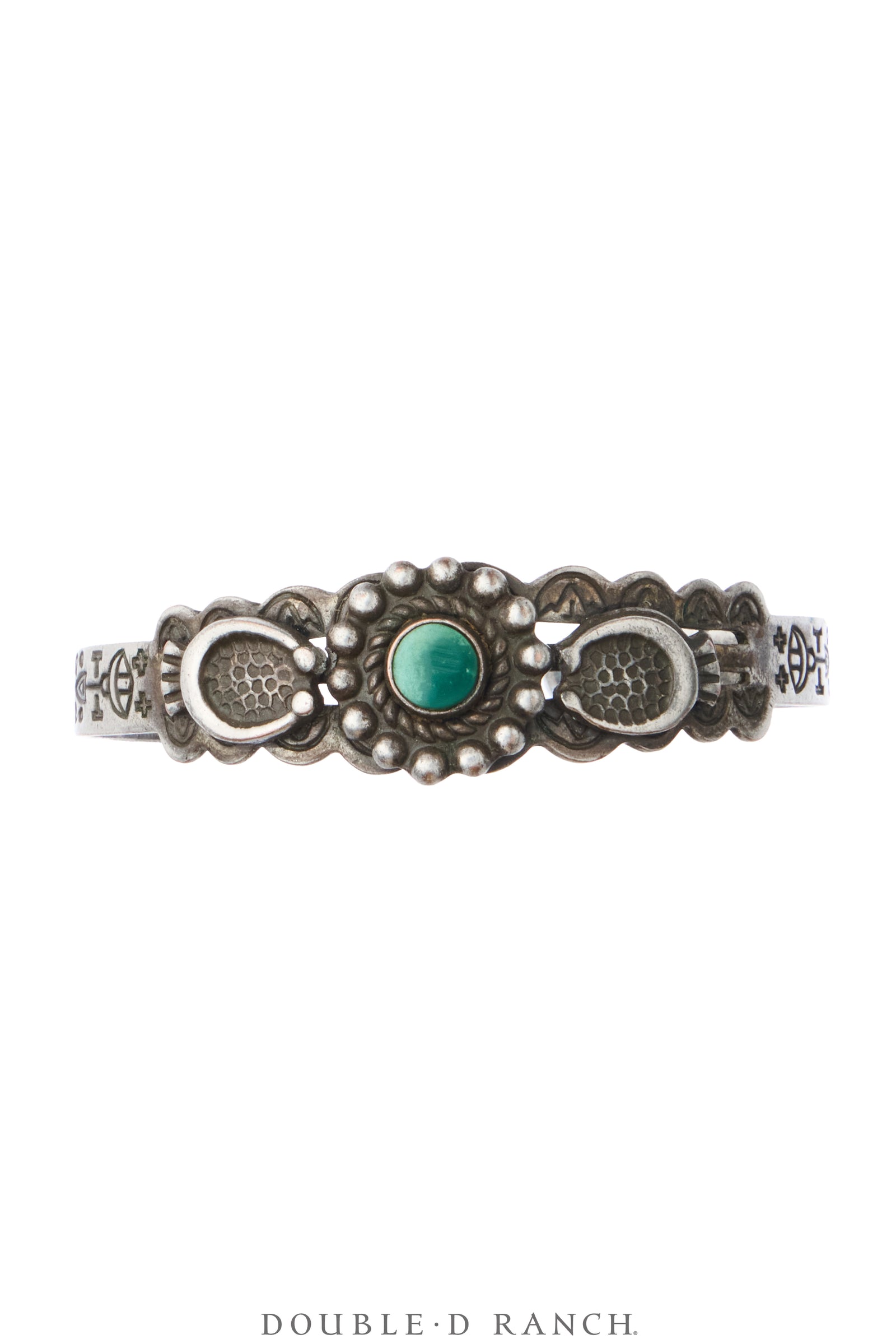 Cuff, Fred Harvey Railroad Era, Turquoise, Naja Applique, Vintage ‘40s, 4388