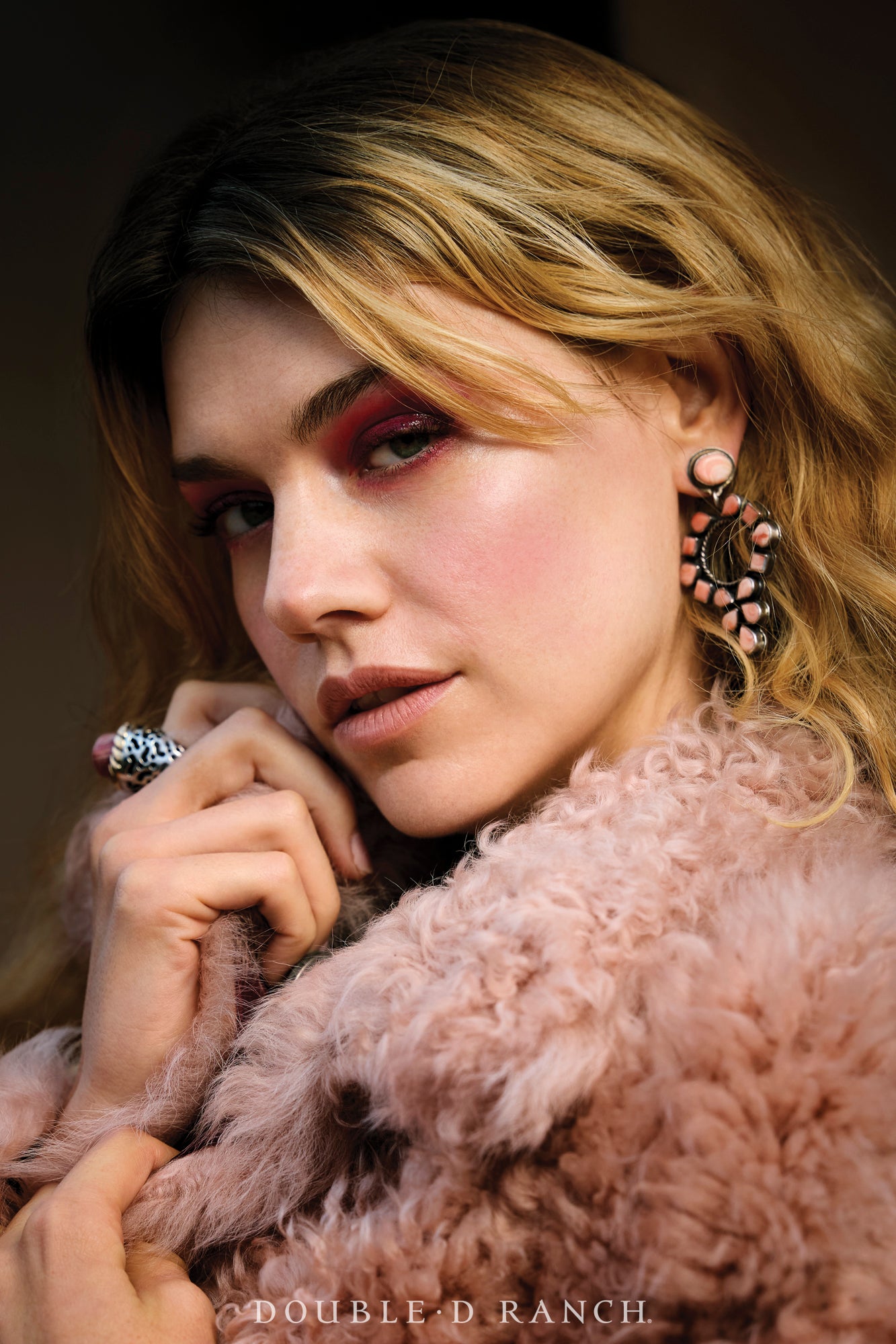 Ring, Dian Malouf, Rhodochrosite, Hallmark, Vintage 6.25, 1865