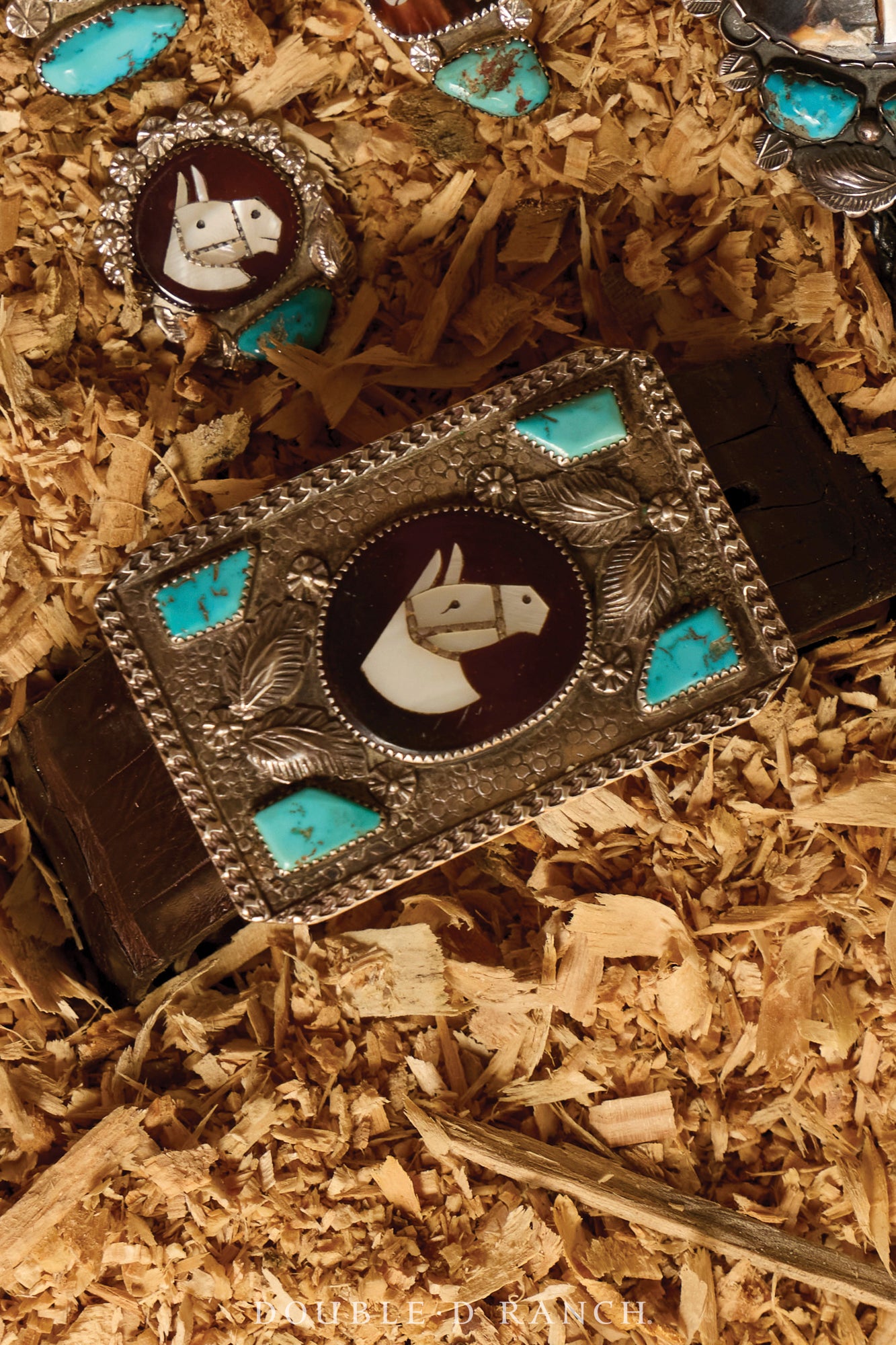 Belt, A Vintage, Buckle, Inlay, Horse Profile, Turquoise, Simplicio Hallmark, Vintage ‘50s, 860