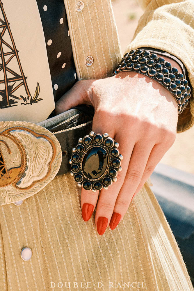 Ring, Cluster, Onyx, Hallmark, Contemporary, 1740