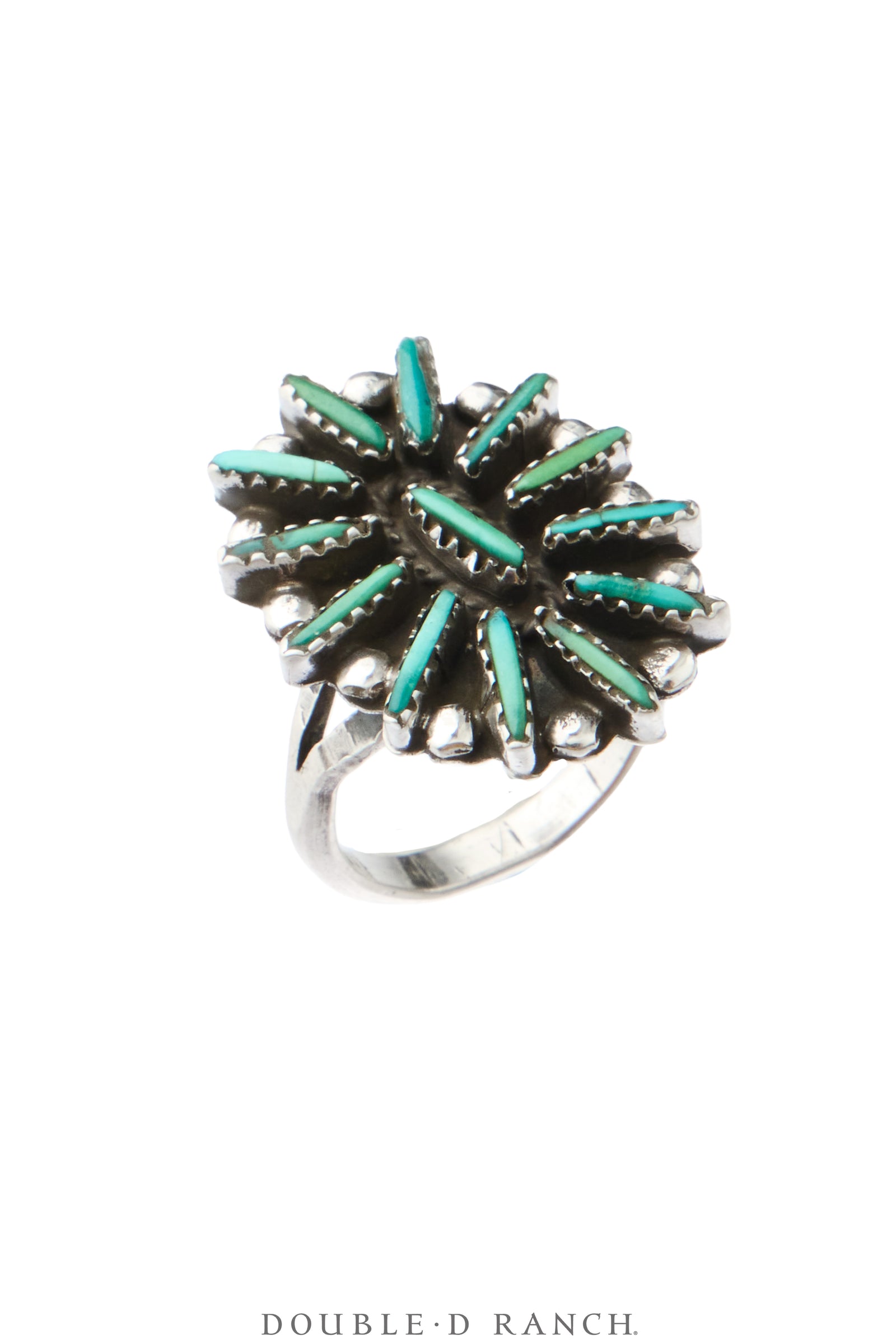 Ring, Cluster, Turquoise, Needlepoint, Sans Hallmark, Vintage, 2179