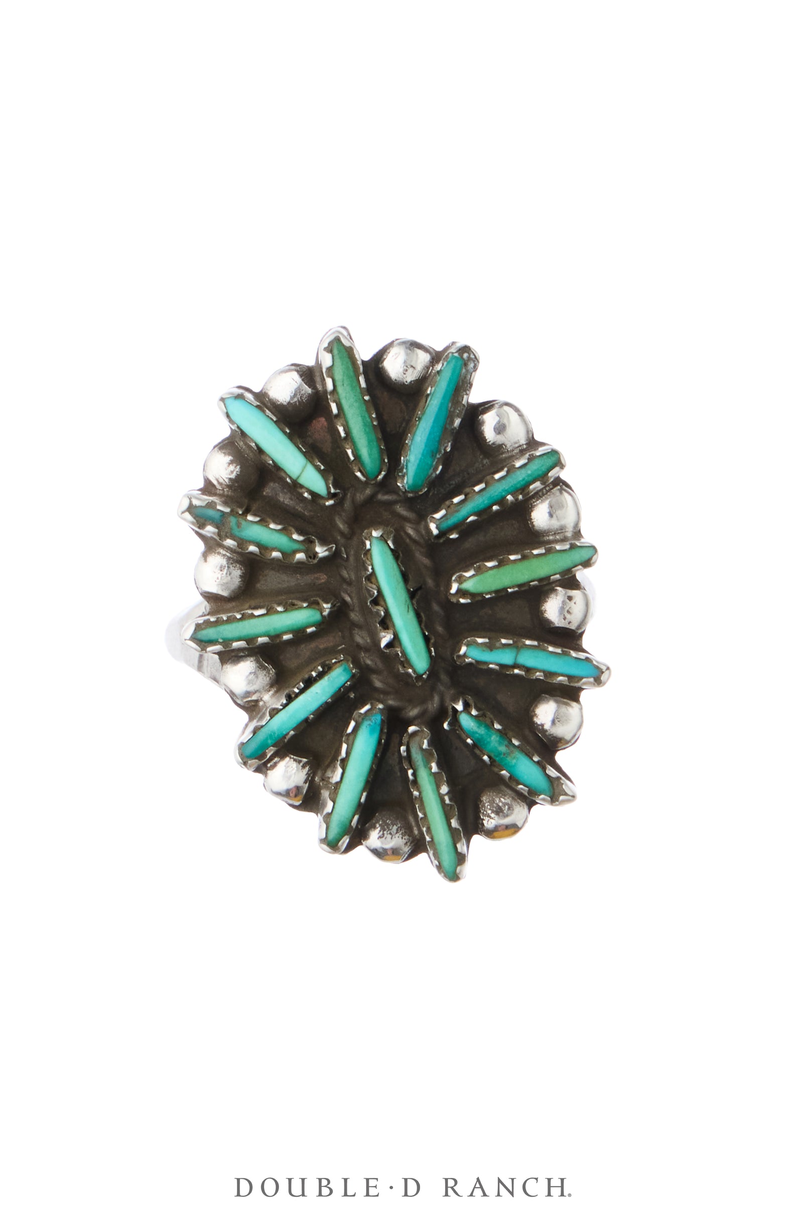 Ring, Cluster, Turquoise, Needlepoint, Sans Hallmark, Vintage, 2179