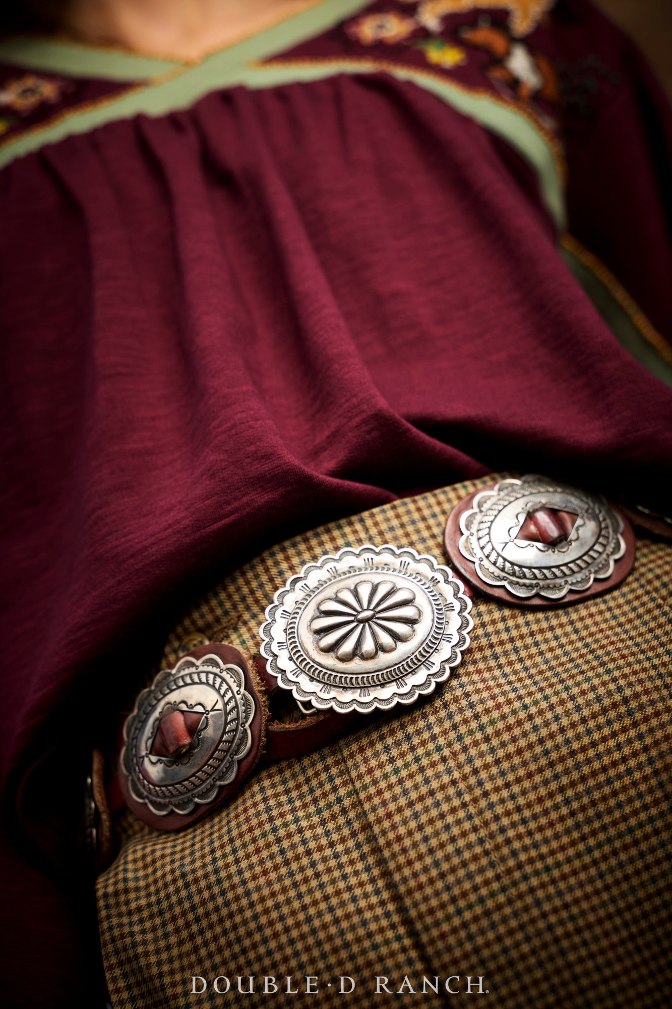 Belt, A Vintage, Concho, First Phase Revival, Repousse, Vintage, Late 20th Century, 371