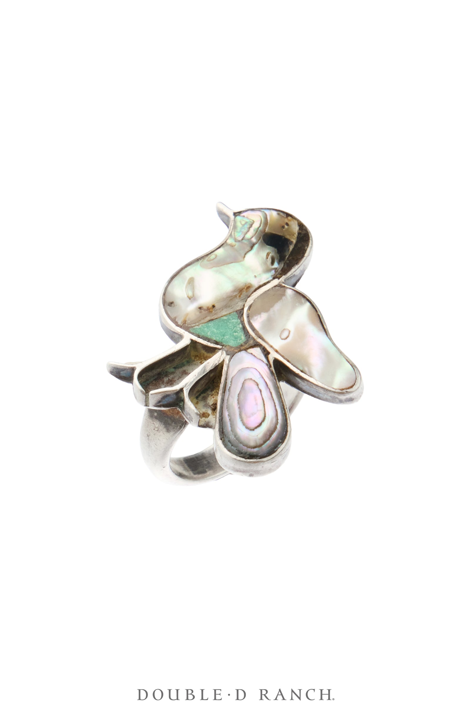 Ring, Inlay, Abalone, Bird, Sans Hallmark, Vintage, 2183