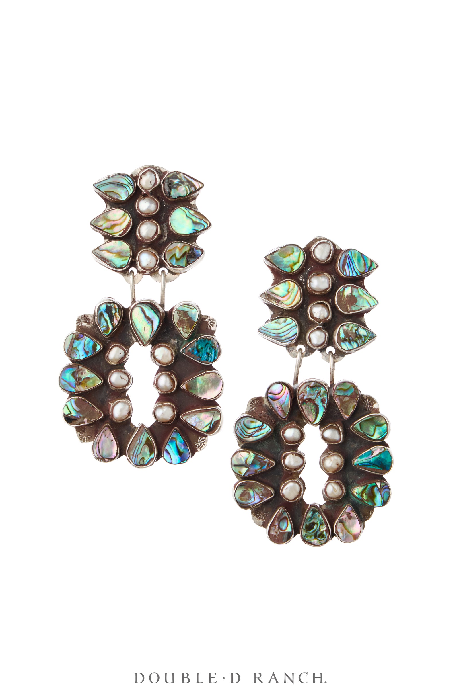 Earrings, Oscar Betz, Chandelier, Abalone, Hallmark, Contemporary, 2385