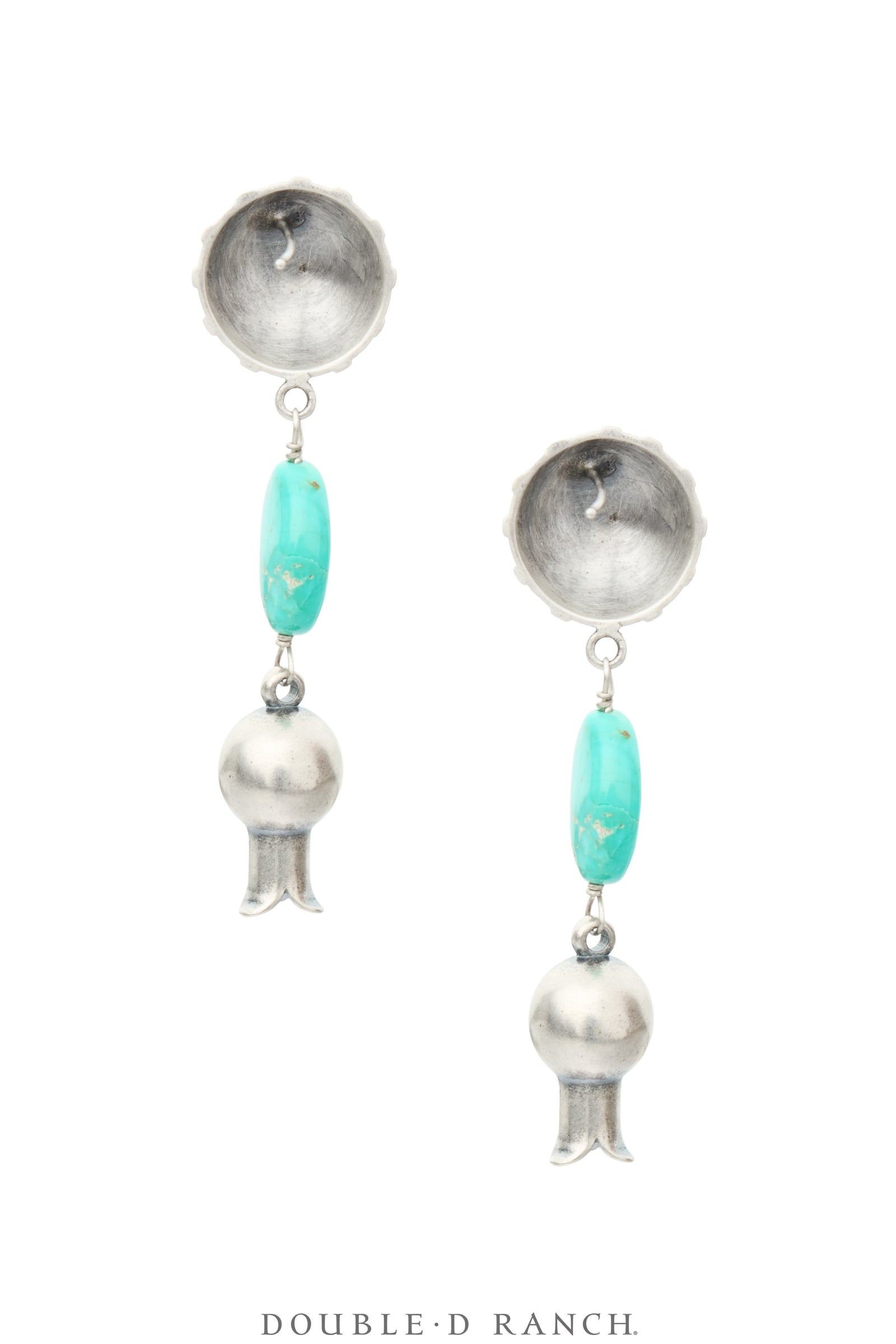 Earrings, Drops, Turquoise With Sterling Silver, Hallmark, Contemporary, 2444