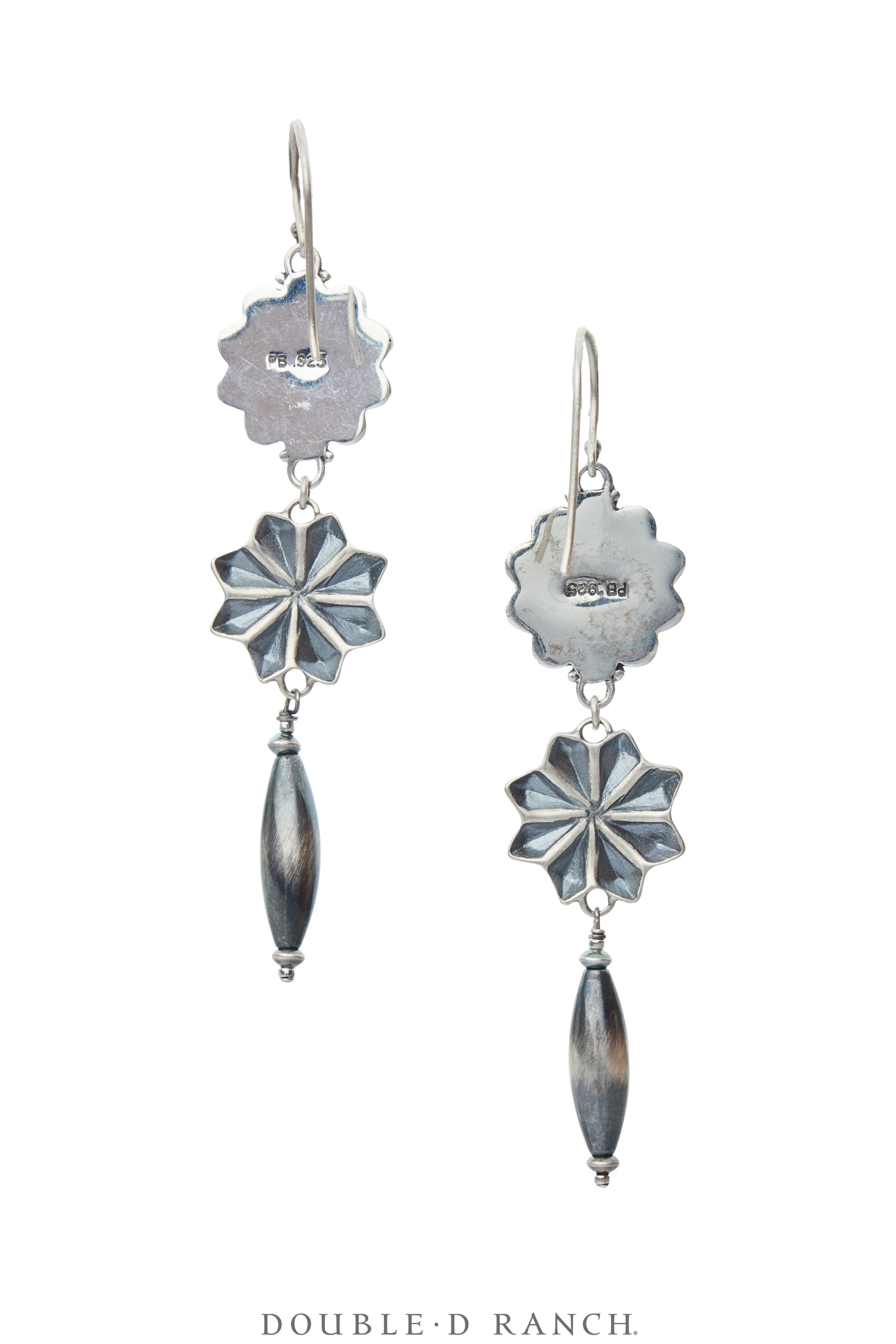 Earrings, Drops, Turquoise With Sterling Silver, Hallmark, Contemporary, 2445