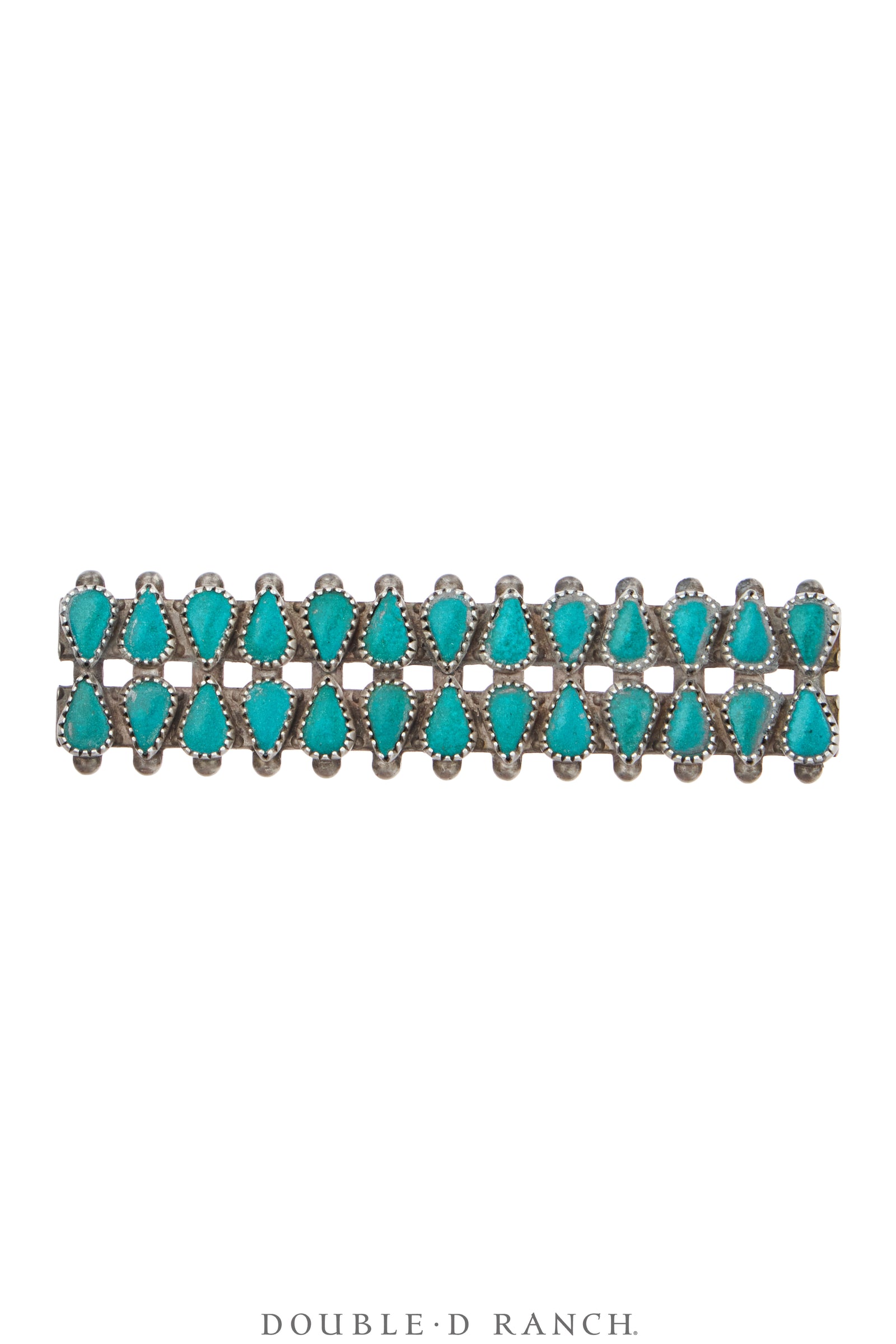Pin, Fred Harvey Railroad Era, Turquoise, Double Row Bar, Marks, Vintage ‘40s, 1403