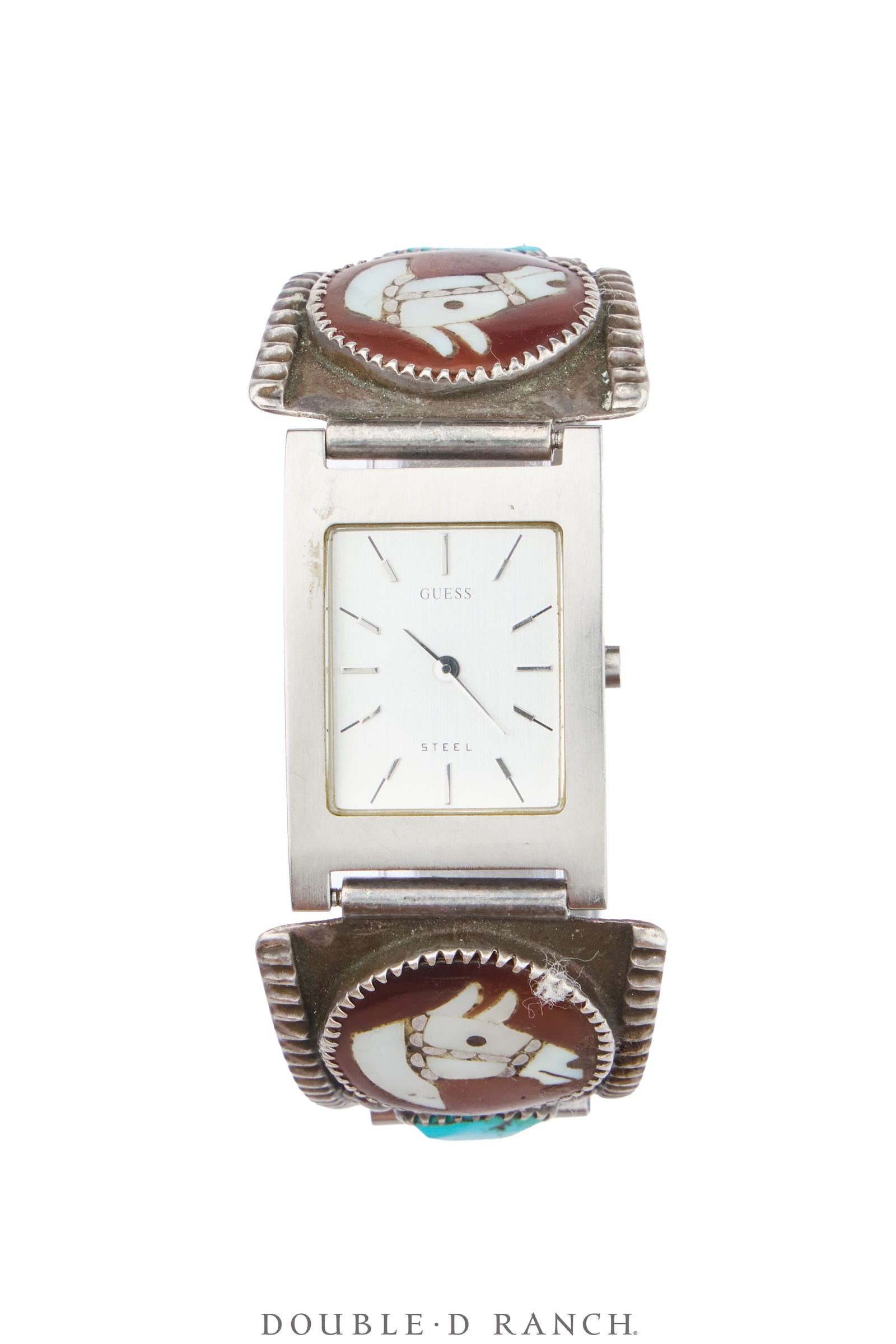 Watch, Inlay, Turquoise, Guess Steel Mechanism, Vintage, 1450
