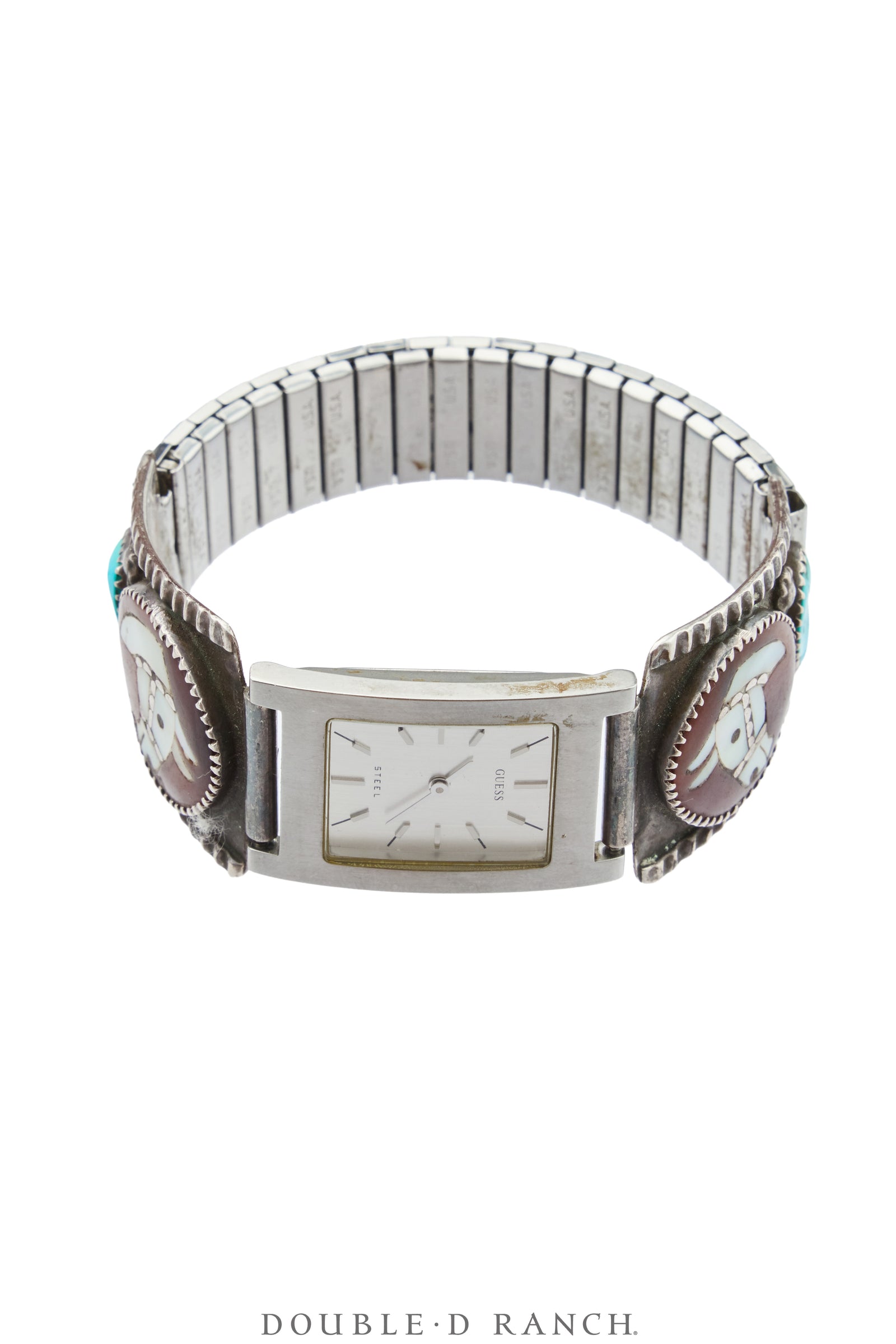Watch, Inlay, Turquoise, Guess Steel Mechanism, Vintage, 1450