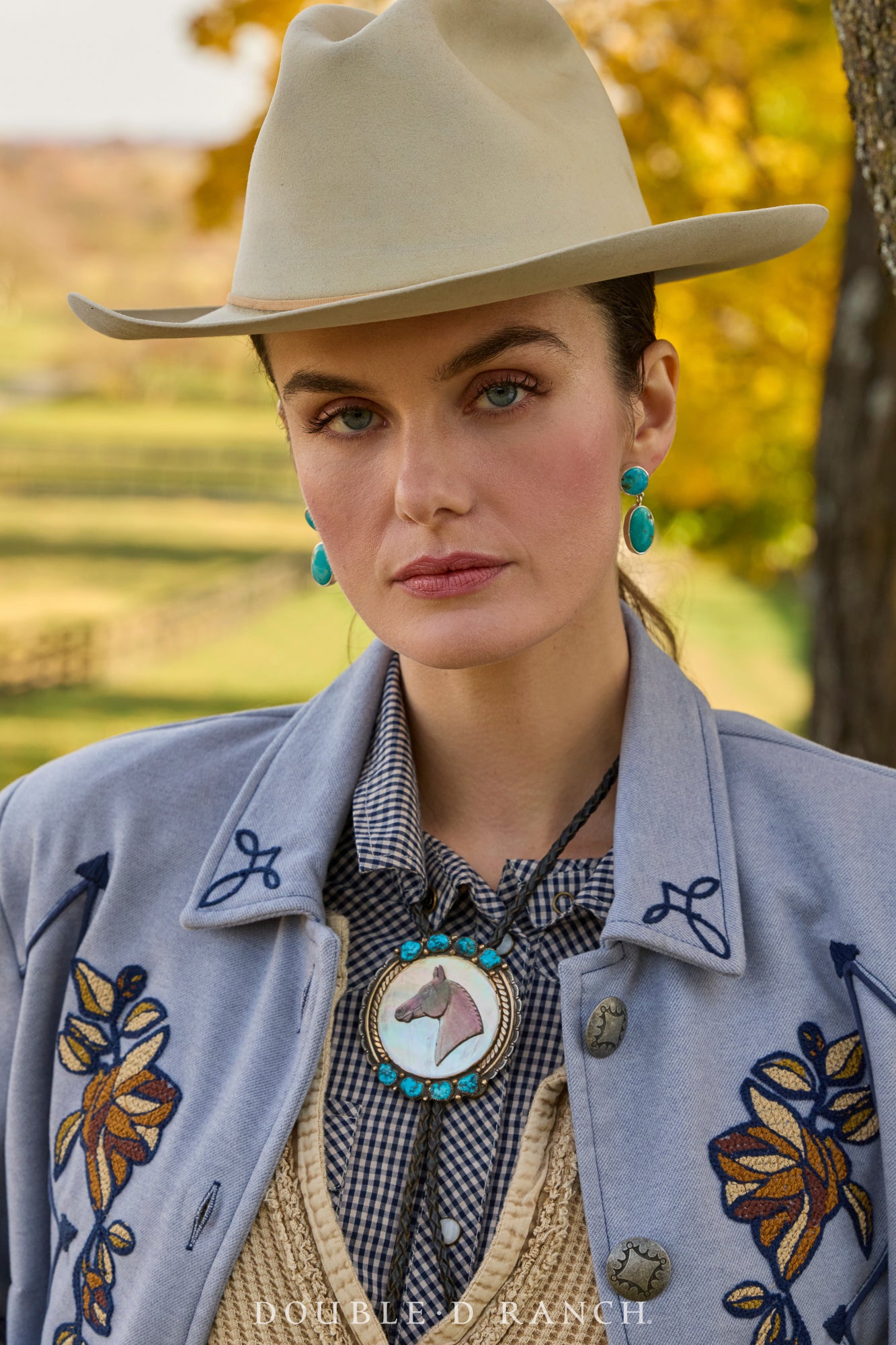 Bolo, Inlay, Turquoise With Shell, Horse Profile, Sterling Silver & 14K Gold, Hallmark, Vintage ‘70s, 3629