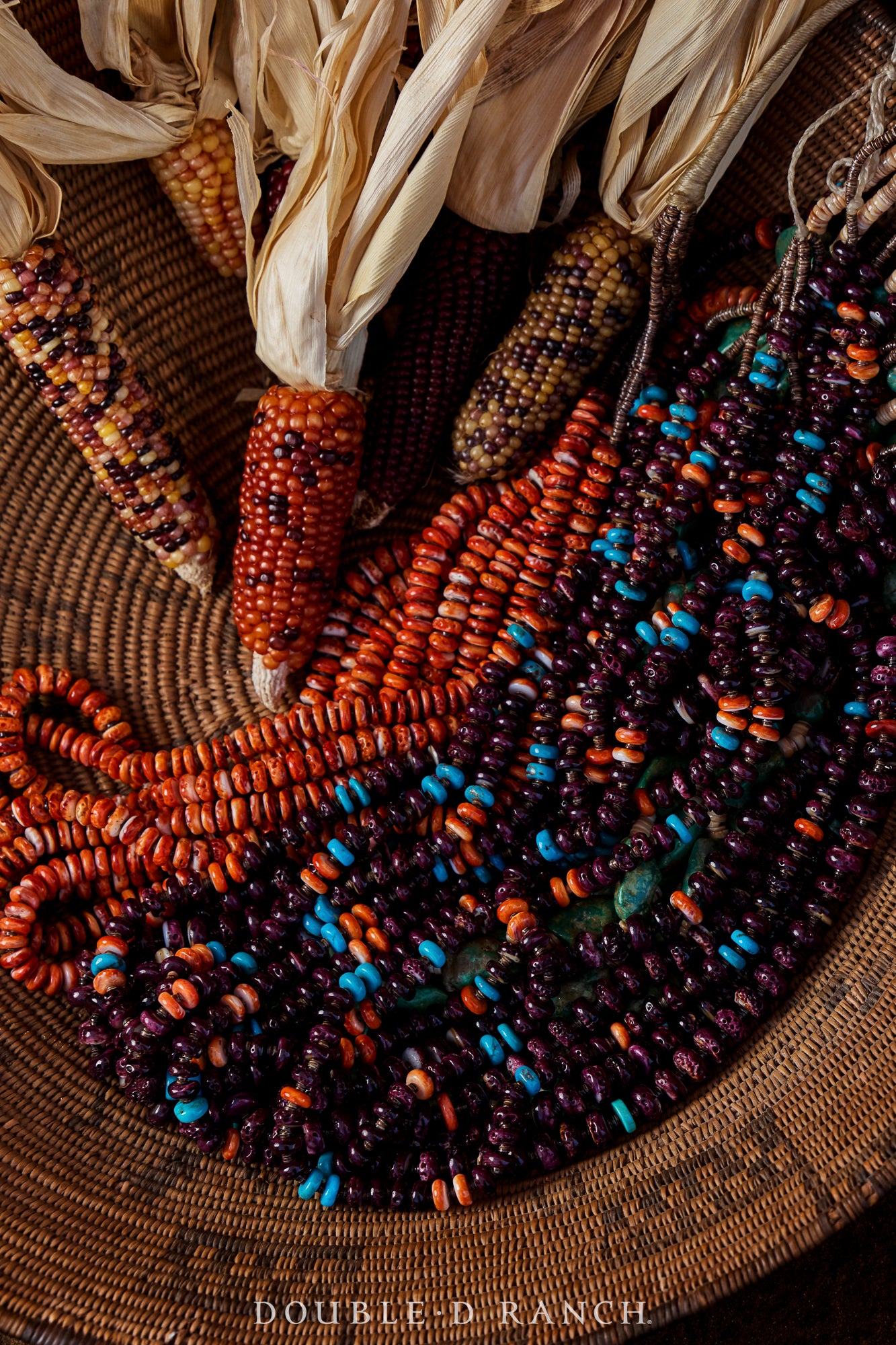 Necklace, Natural Stone, Purple Spiny Oyster, Four Strand, Navajo, Contemporary, 3419