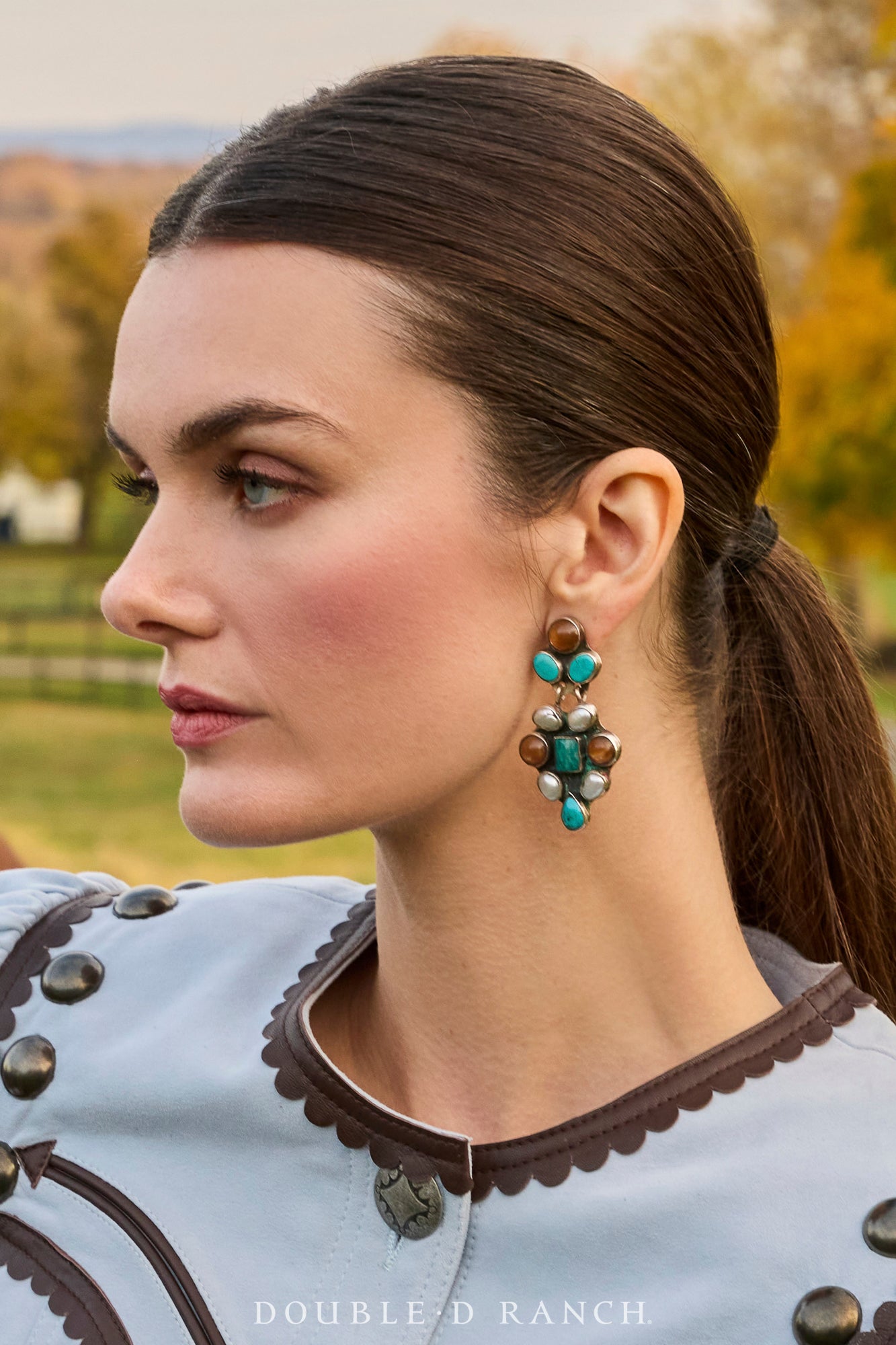 Earrings, Oscar Betz, Triangle, Turquoise, Agate, Amazonite, Mother of Pearl, Hallmark, Contemporary, 2084