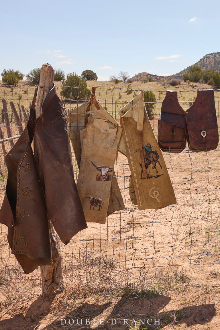 Miscellaneous, Chaps, Batwing, Texas Saddlery Co., Vintage with Art by Julie Asher, 817