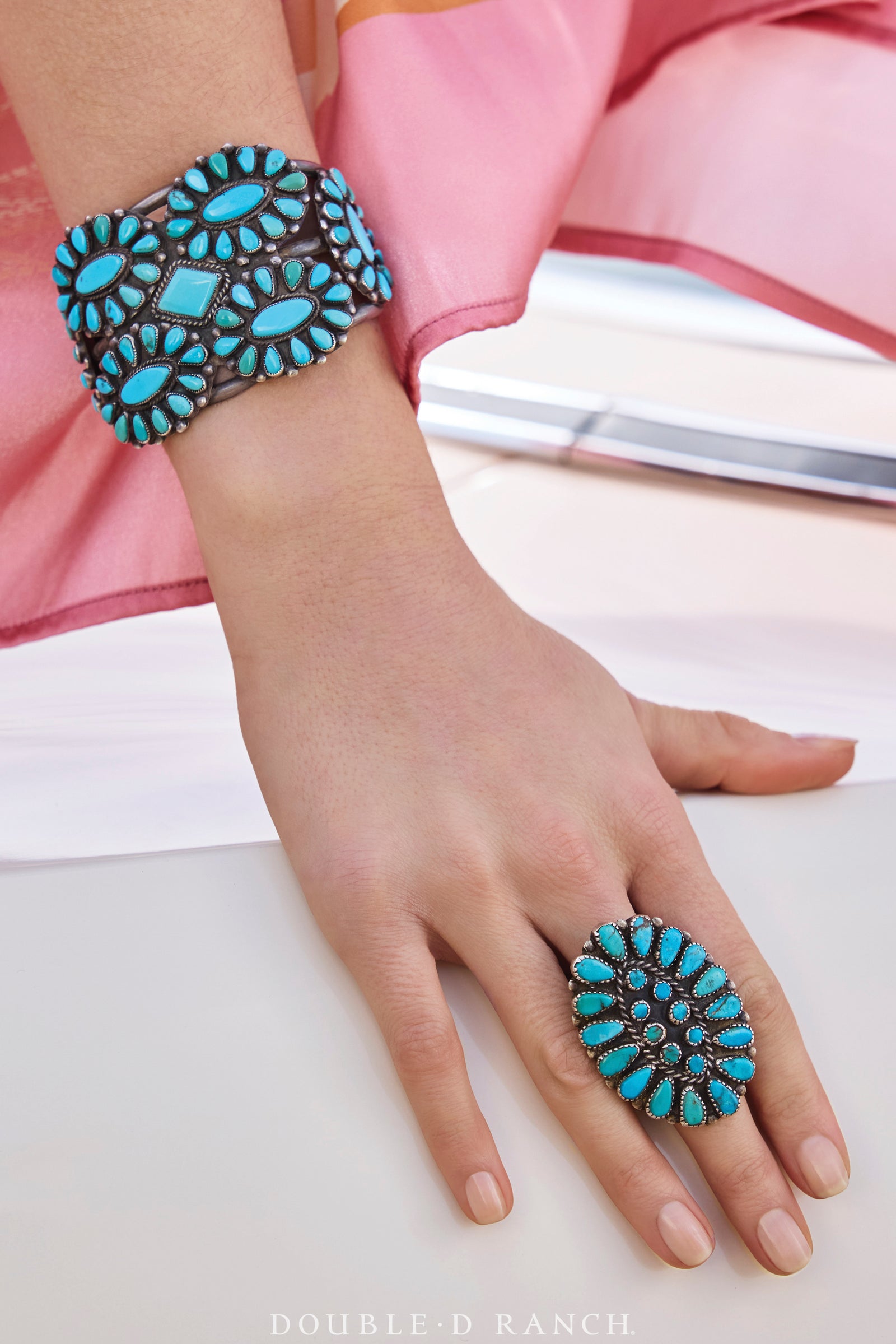 Cuff, Cluster, Turquoise, Unusual Layout, Vintage, ‘60s, 3198