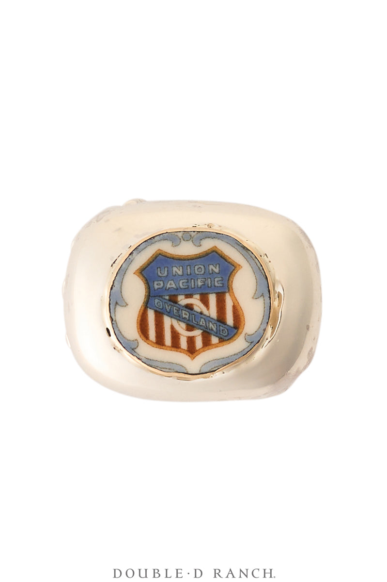 Ring, Dian Malouf, Statement, Railroad China, Union Jack, Hallmark, Contemporary, 1818