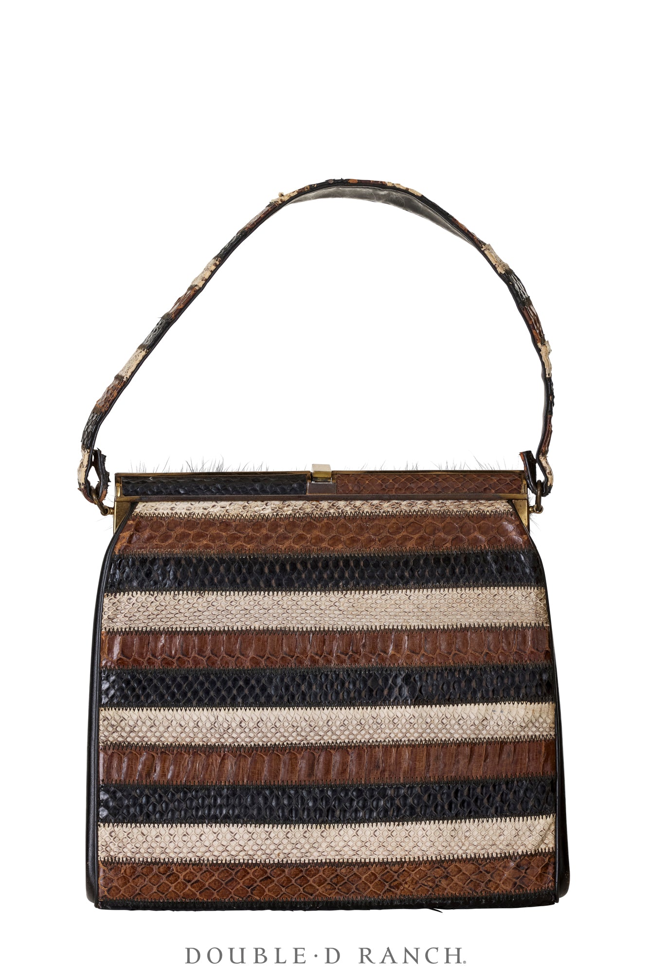 Bag, Silver Label, Striped Snakeskin, Longhorn Buckle, Repurposed, 1364