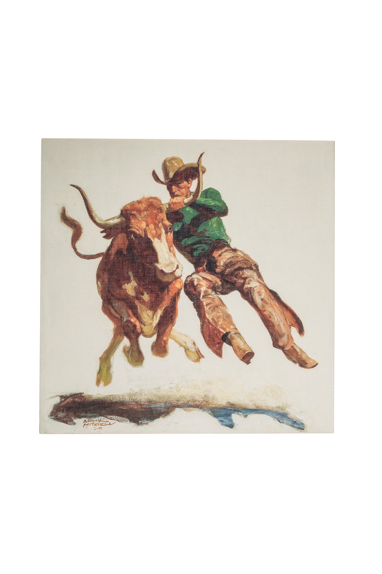 Art, Gicleé, Bulldogger, Canvas, A. R. Mitchell, Contemporary, 1324