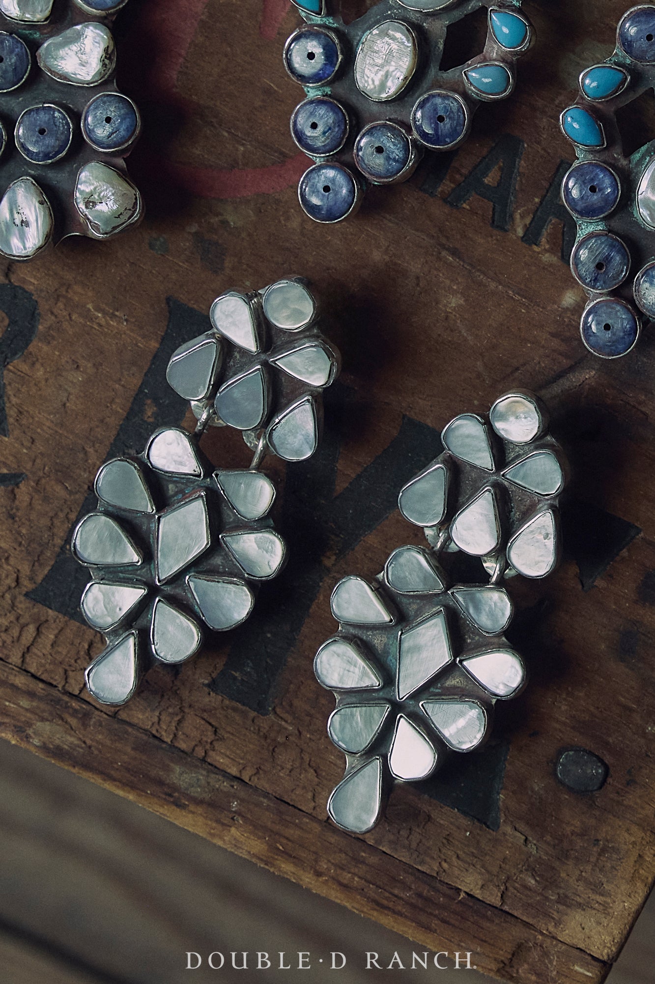 Earrings, Oscar Betz, Triangle, Mother of Pearl, Hallmark, 586MOP