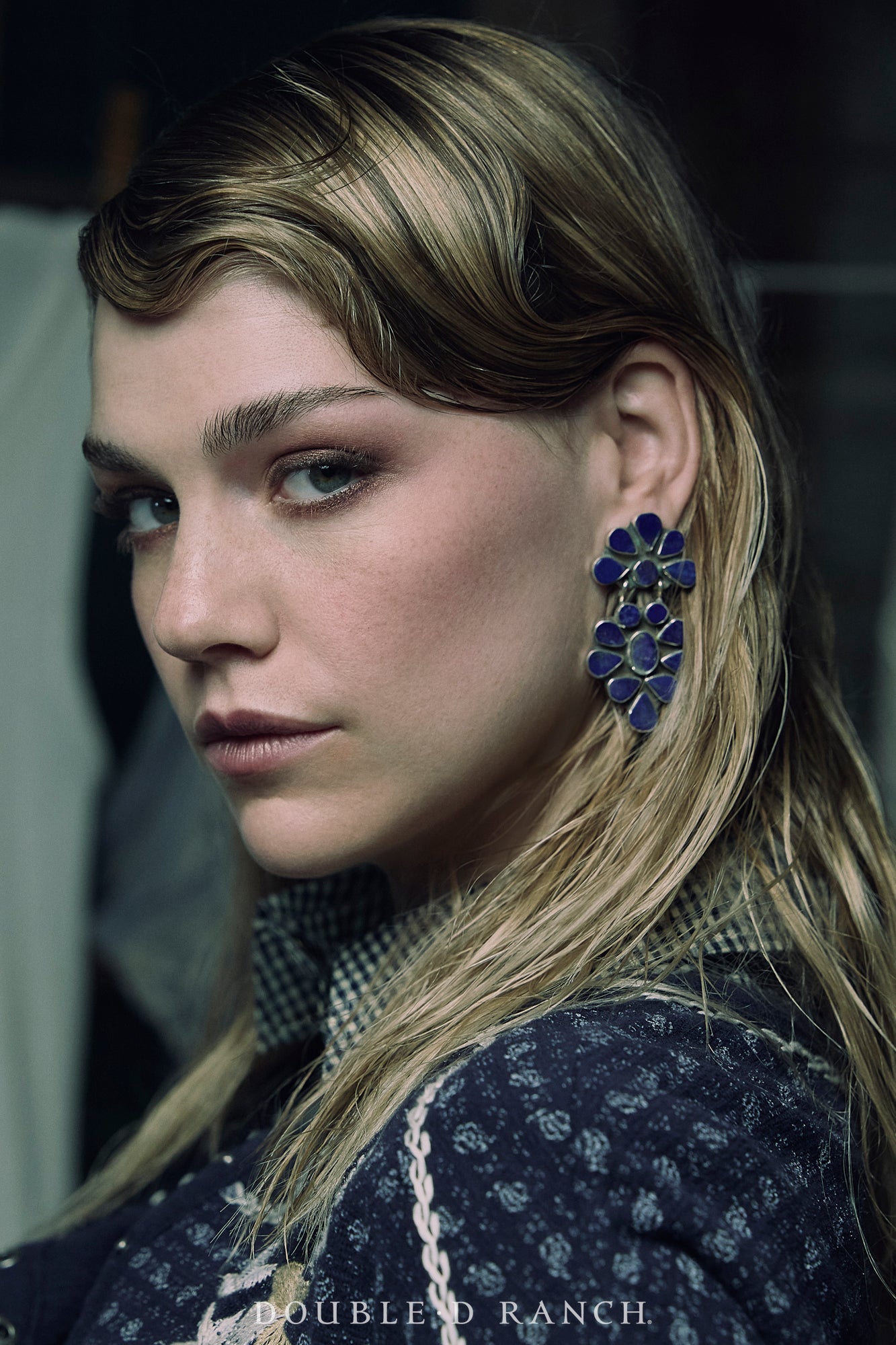 Earrings, Oscar Betz, Triangle, Lapis, Hallmark, 512L1