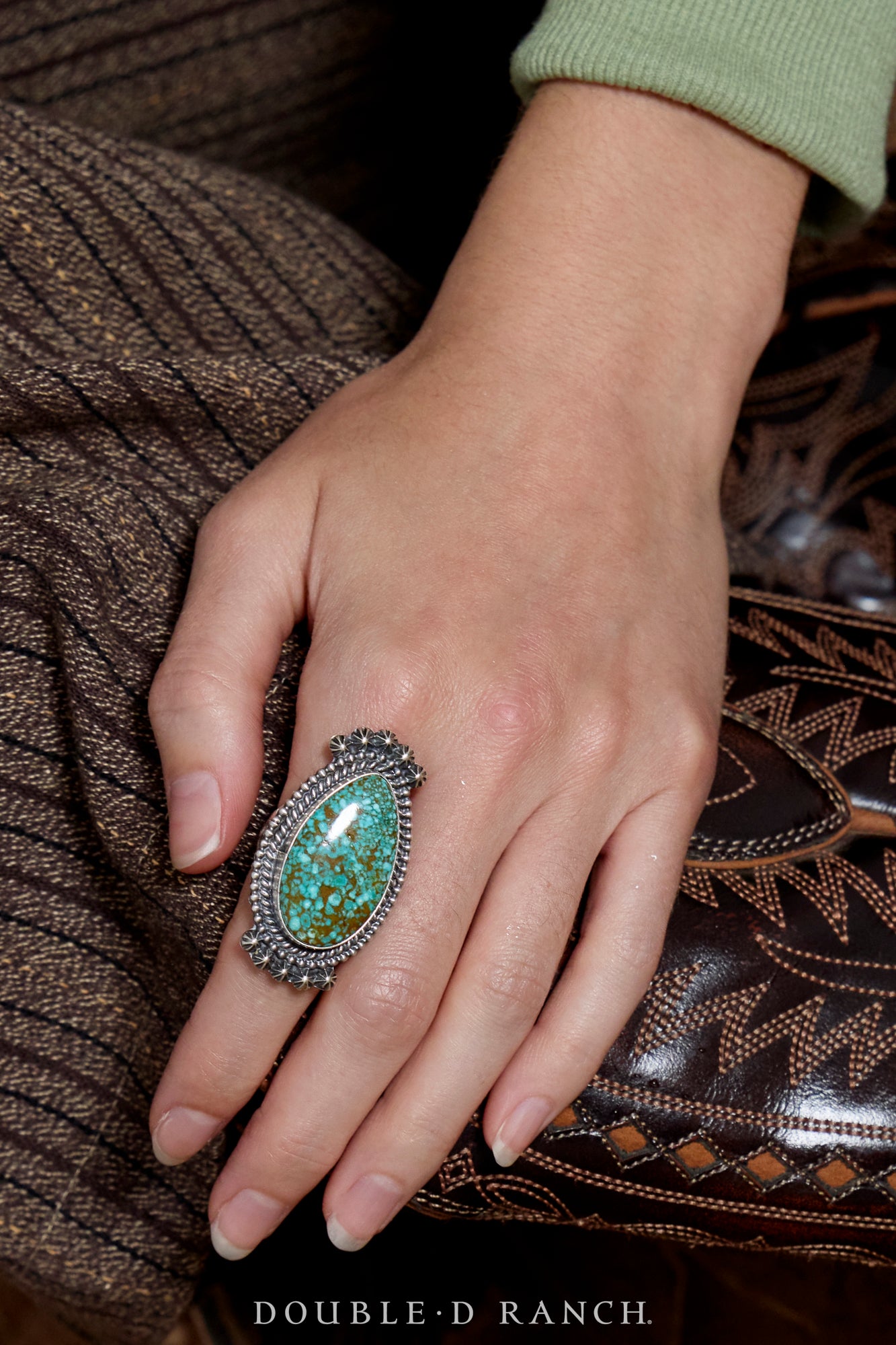 Ring, Natural Stone, Turquoise, Heavy Matrix, Hallmark, Contemporary, 1796