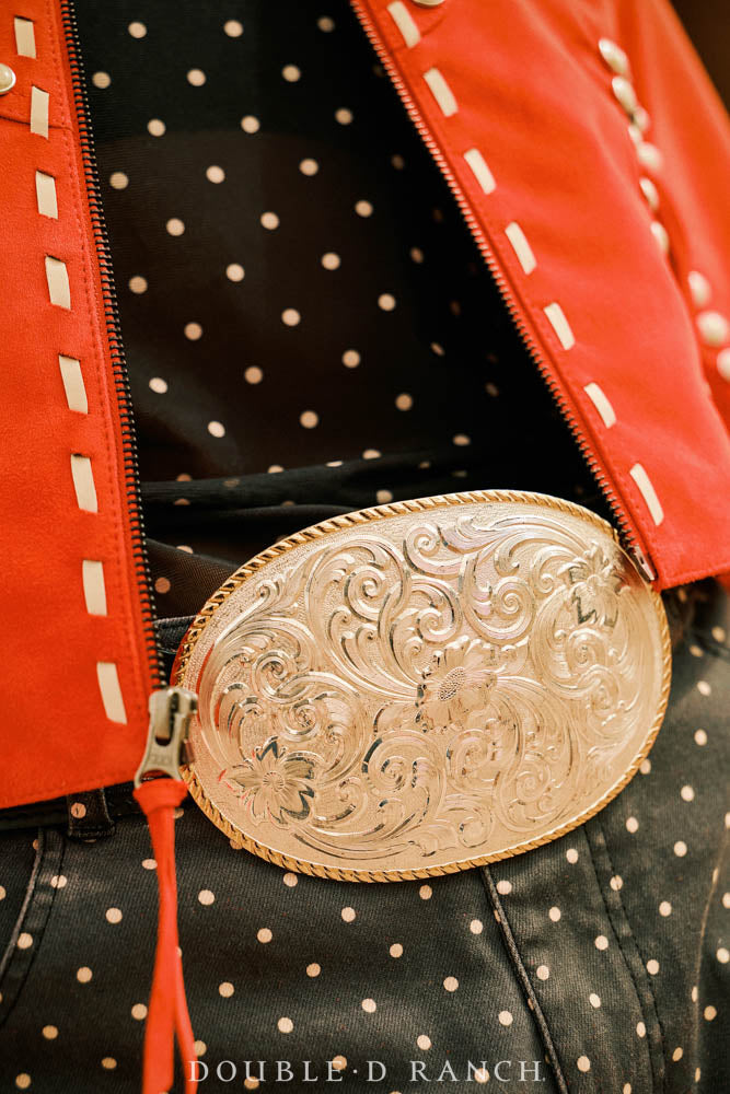 Belt, A Vintage, Buckle, Western, Engraved, Silverplate, Hallmark, Vintage, 1111