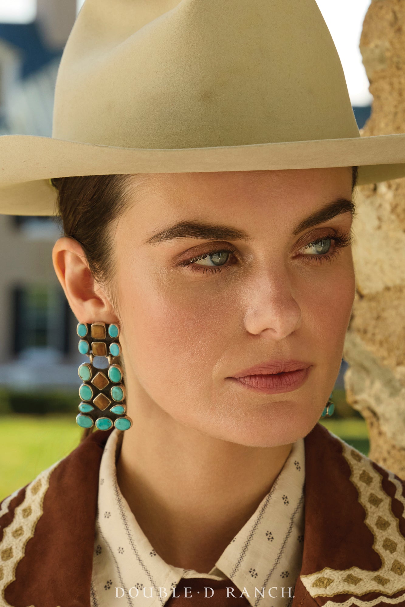 Earrings, Oscar Betz, Fan, Turquoise, Jasper, Hallmark, Contemporary, 2082