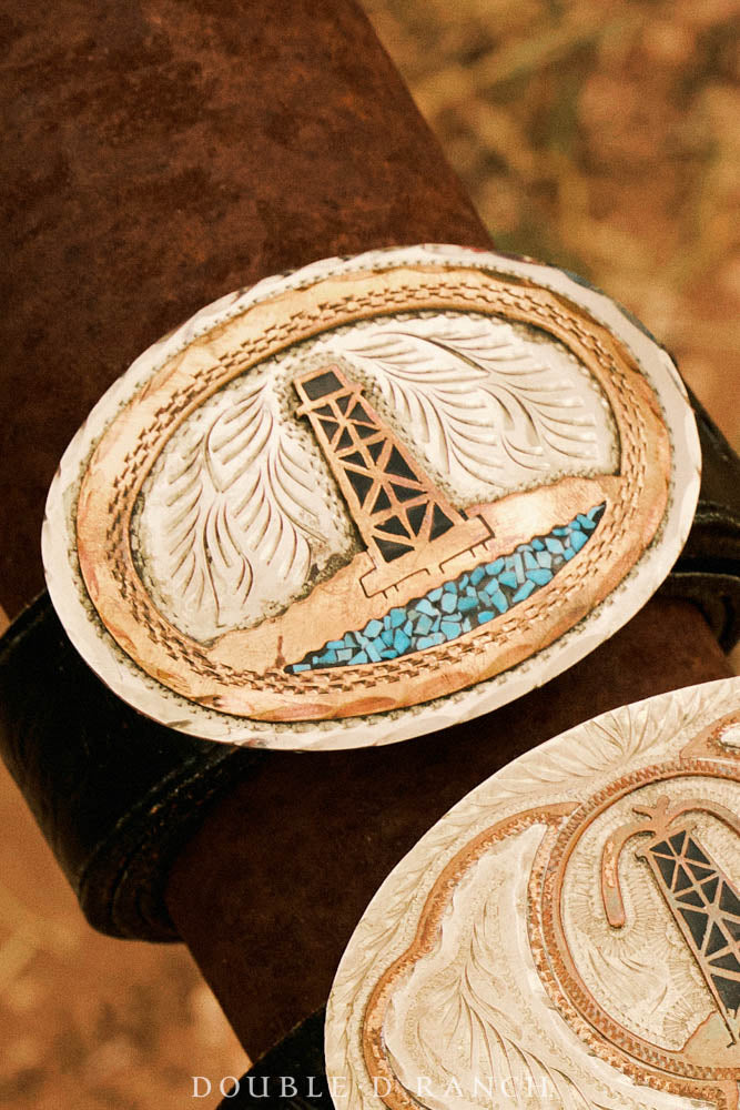 Belt, A Vintage, Buckle, Western, Roughneck Rodeo, Inlay, Vintage, 1005