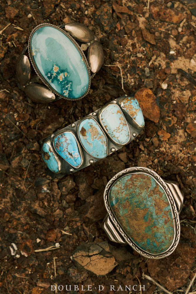 Cuff, Specimen, Turquoise, Hallmark, Vintage Mid 20th Century, 4173