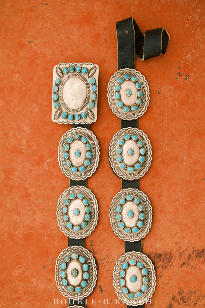 Belt, Concho, Turquoise, Outstanding, Hallmark, Vintage, Estate, 947