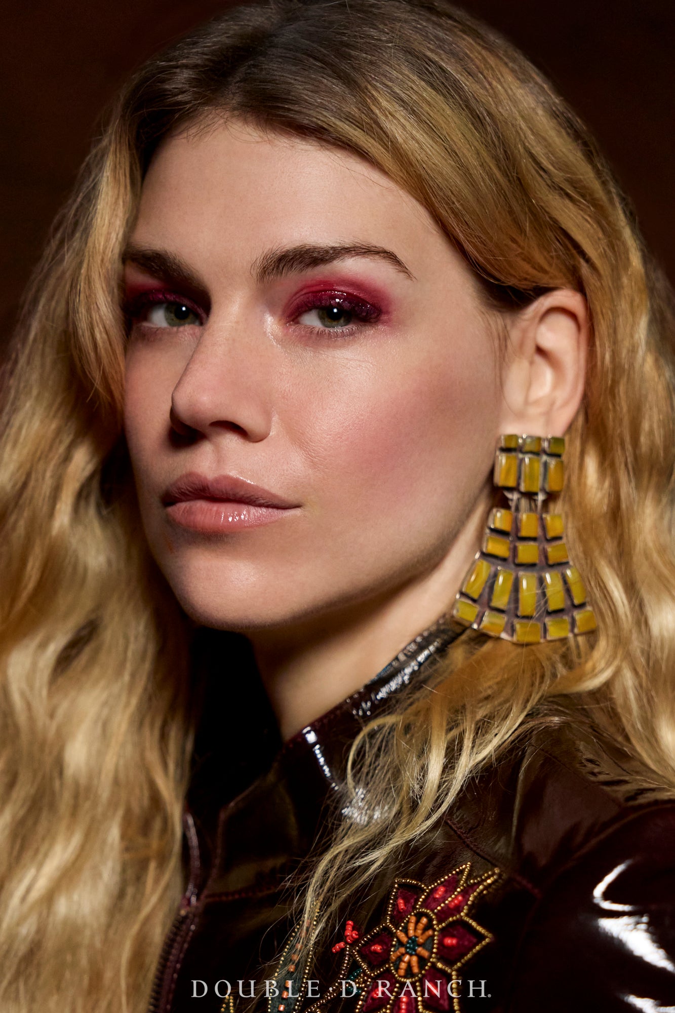 Earrings, Oscar Betz, Fan, Jasper, Hallmark, 2144