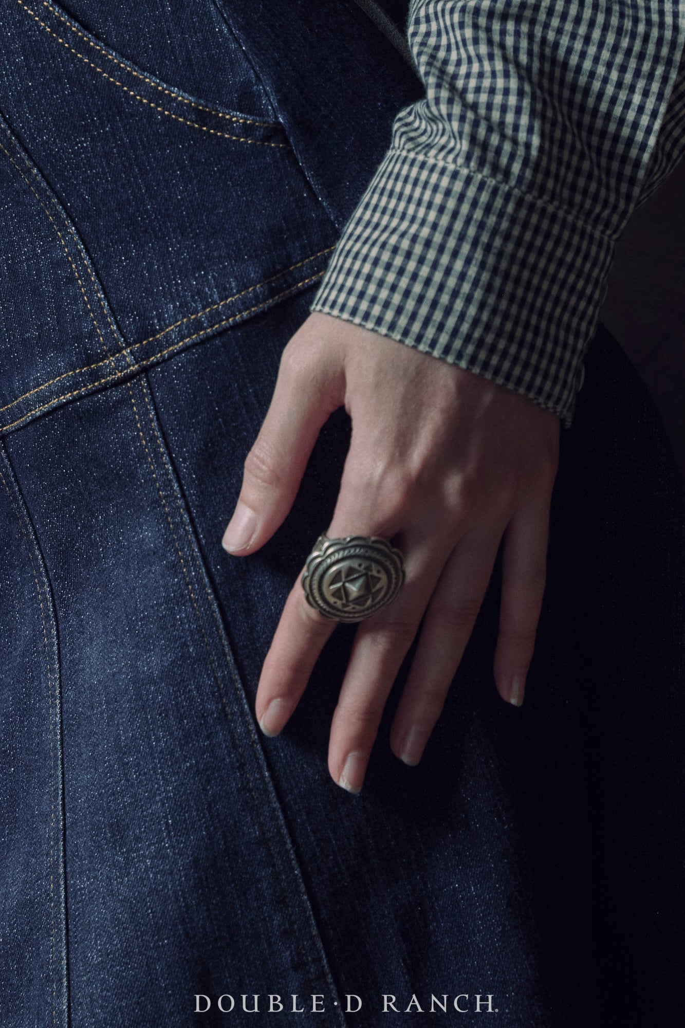 Ring, Concho, Sterling Silver, Stampwork, Hallmark, Contemporary, 1279