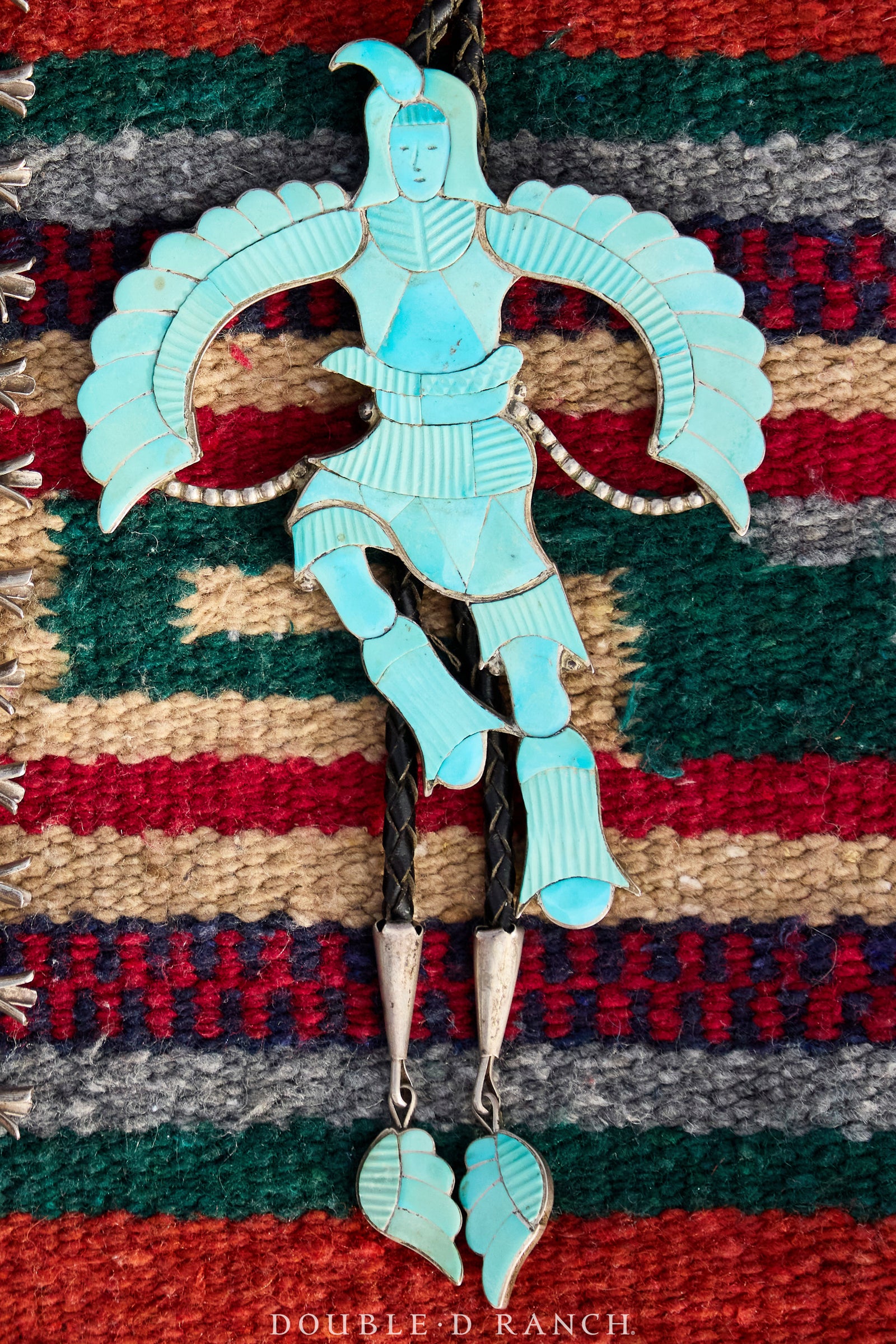 Bolo, Inlay, Winged Eagle Dancer, Turquoise, Hallmark, Vintage, 3285