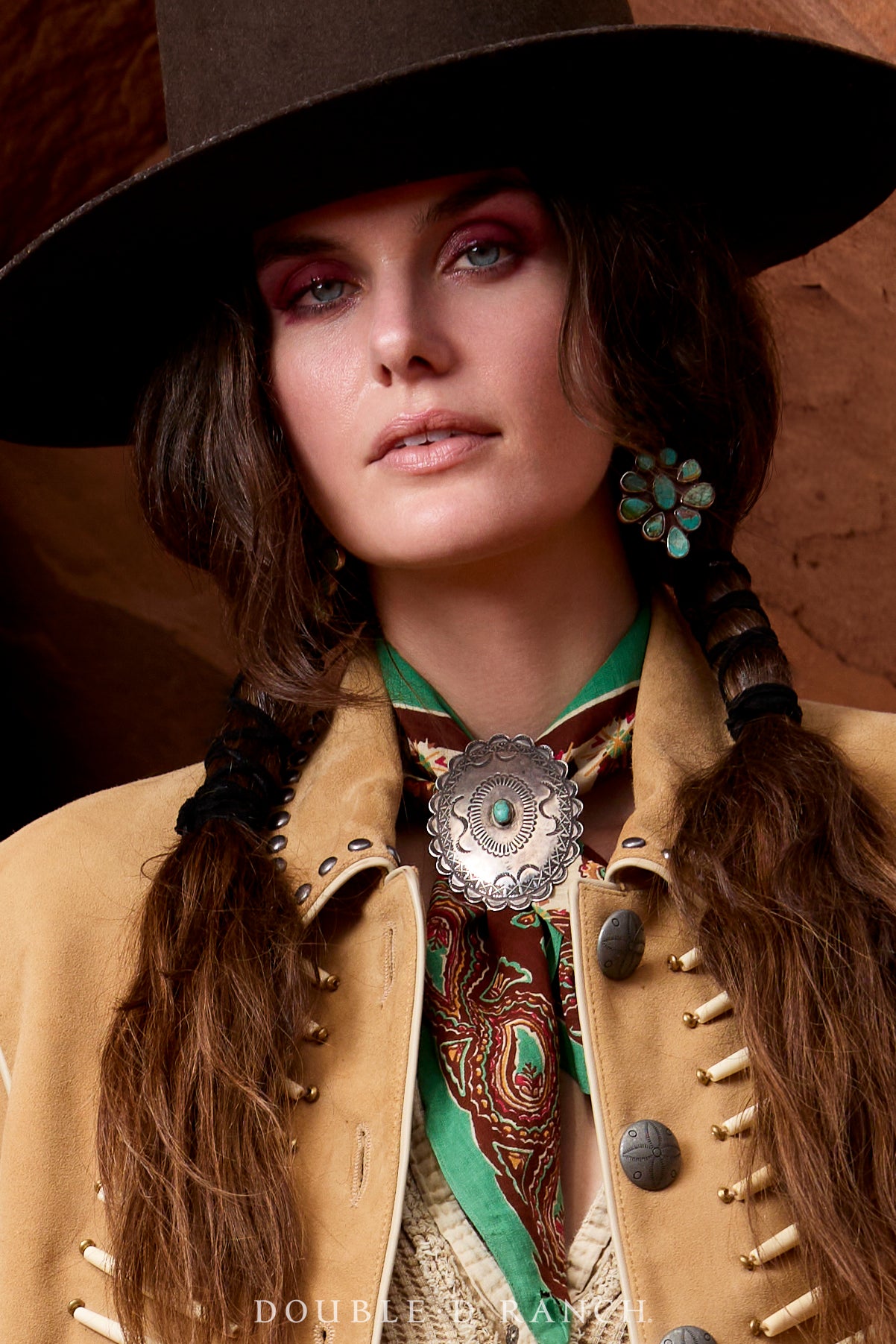 Scarf Slide, Concho, Turquoise, 3rd Phase, Upcycled, Vintage, 1217