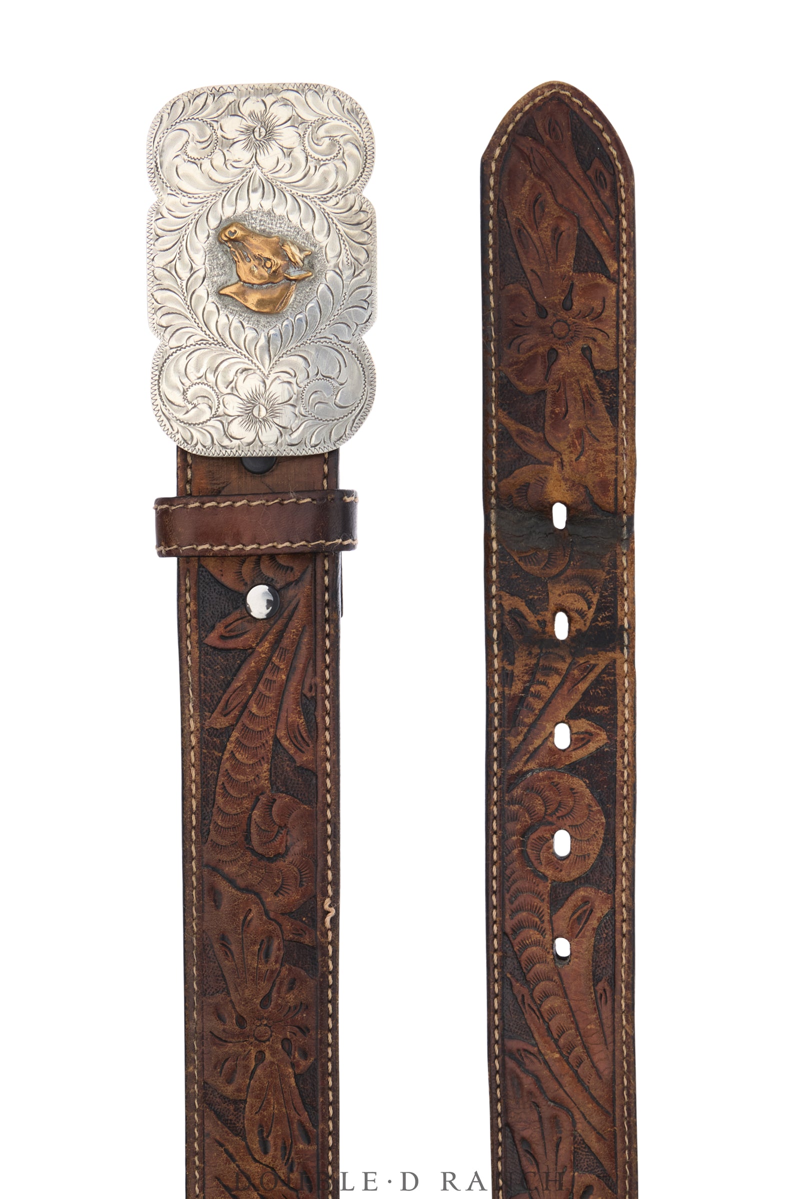 Belt, A Vintage, Buckle, Western, Engraved Scrollwork, Horse, Hallmark, Vintage, 1190