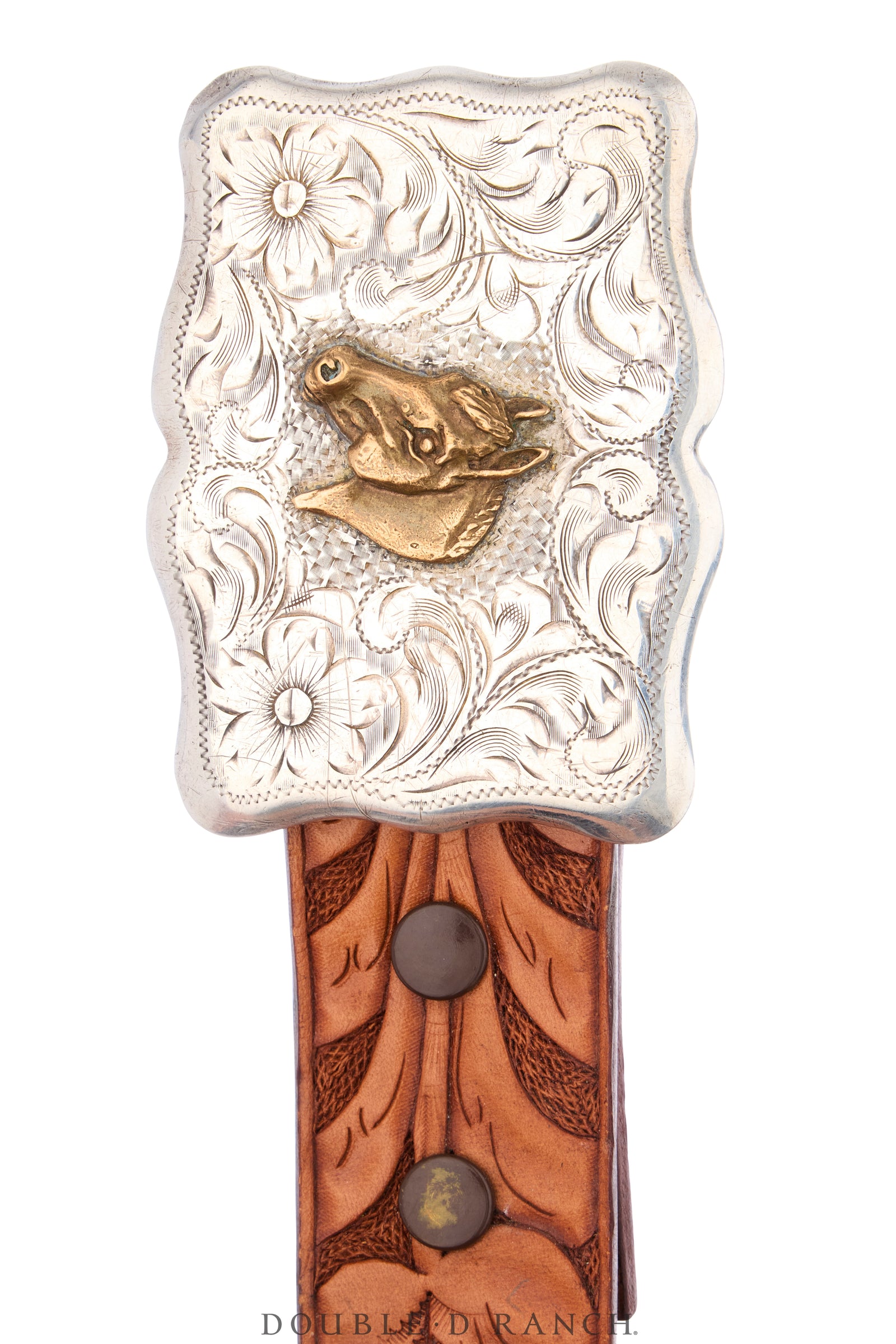 Belt, A Vintage, Buckle, Western, Engraved Scrollwork, Horse, Vintage, 1191