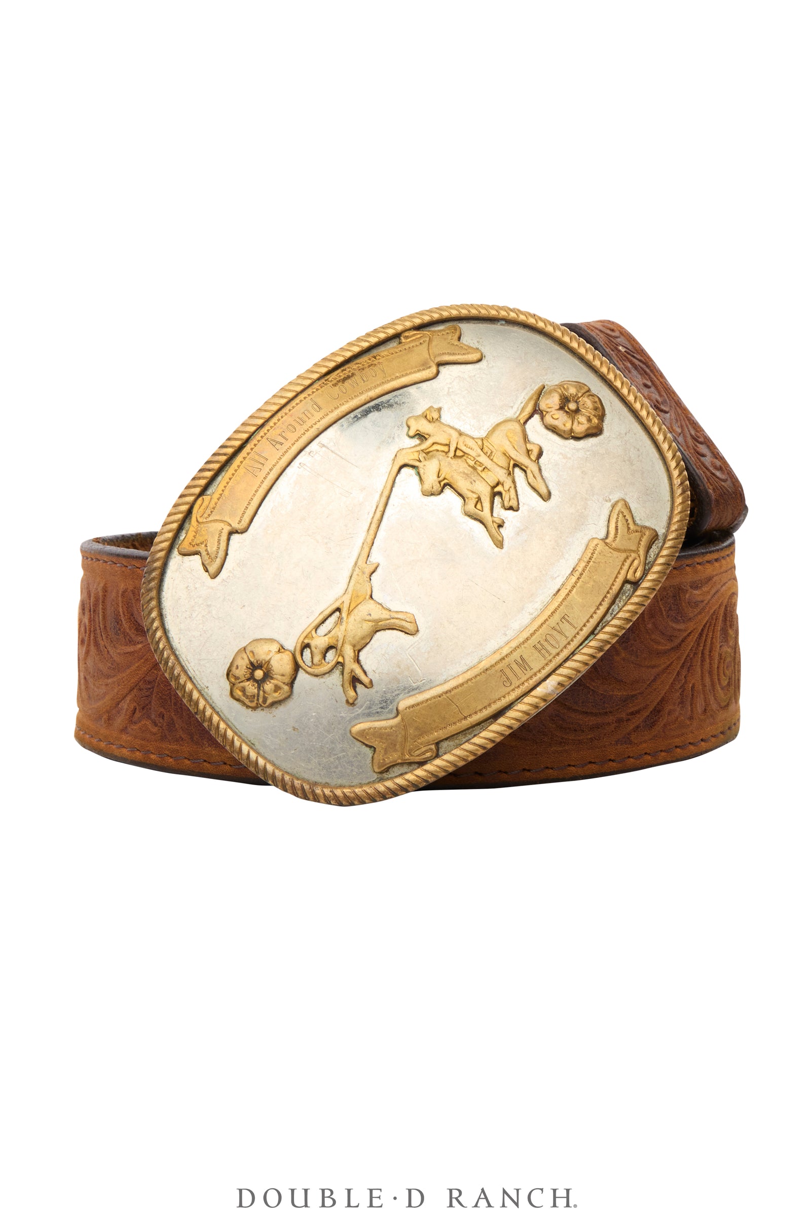 Belt, A Vintage, Buckle, Western, Nickel Silver, Calf Roping, "All Around Cowboy," Vintage, 1196
