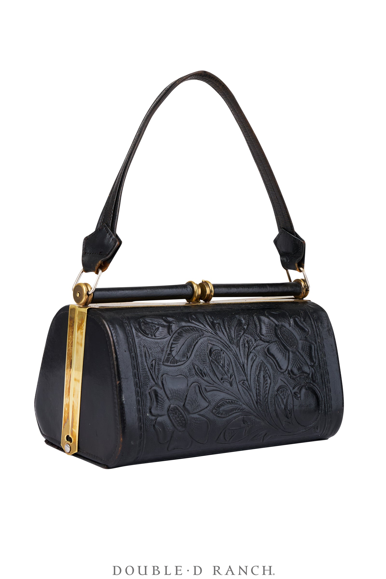 Bag, Tooled Leather, Frame Bag, Unique Closure, Vintage, 1440