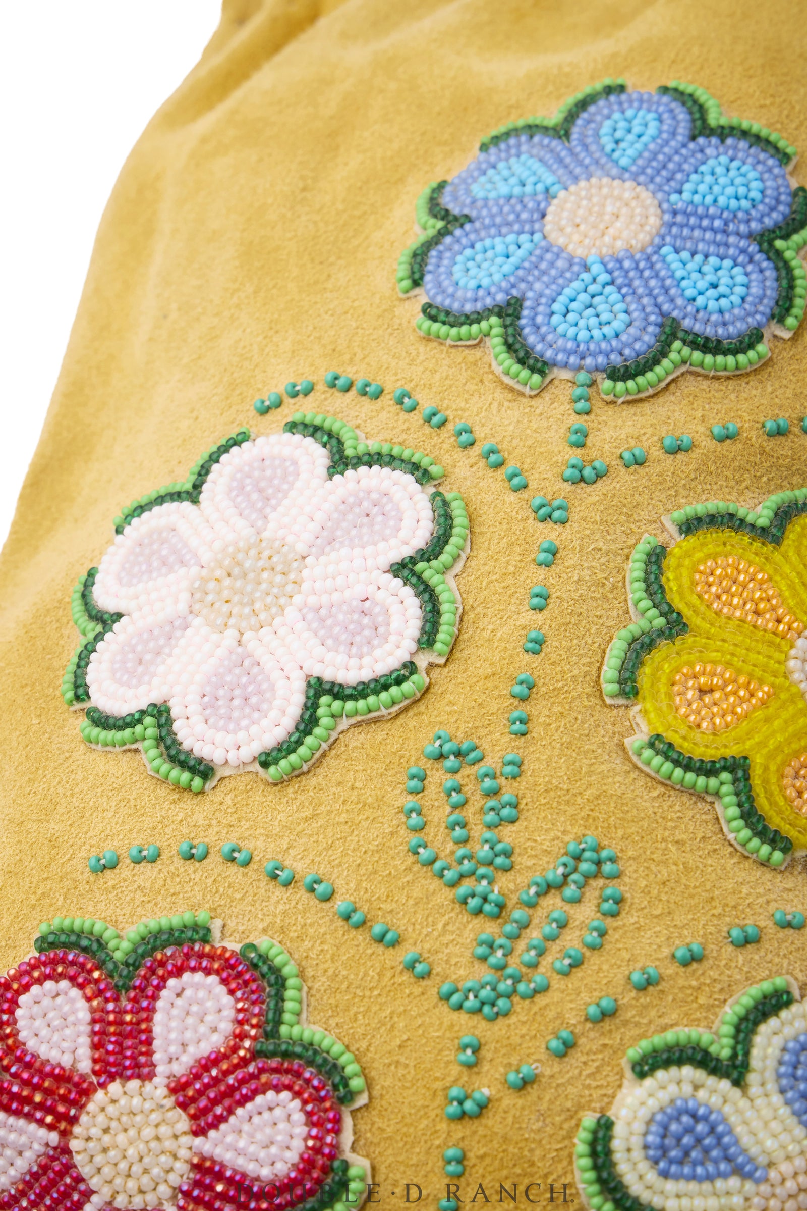 Bag, Drawstring, Deerskin, Floral Beadwork, Vintage, 1499