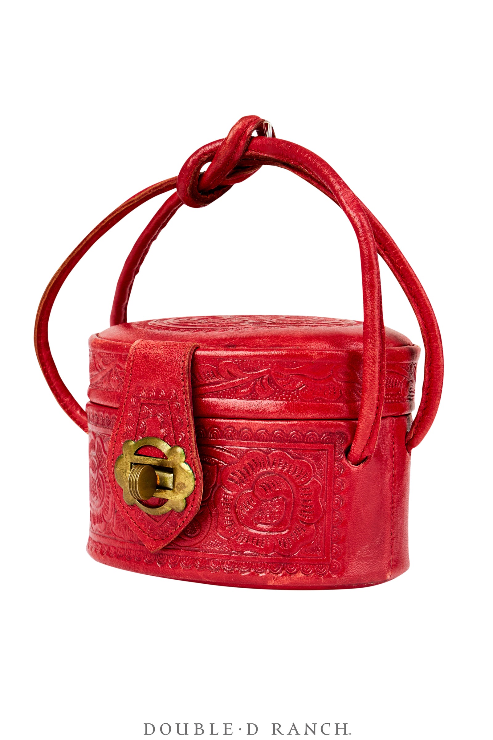 Bag, Pill Box, Tooled Leather, Vintage, 1464
