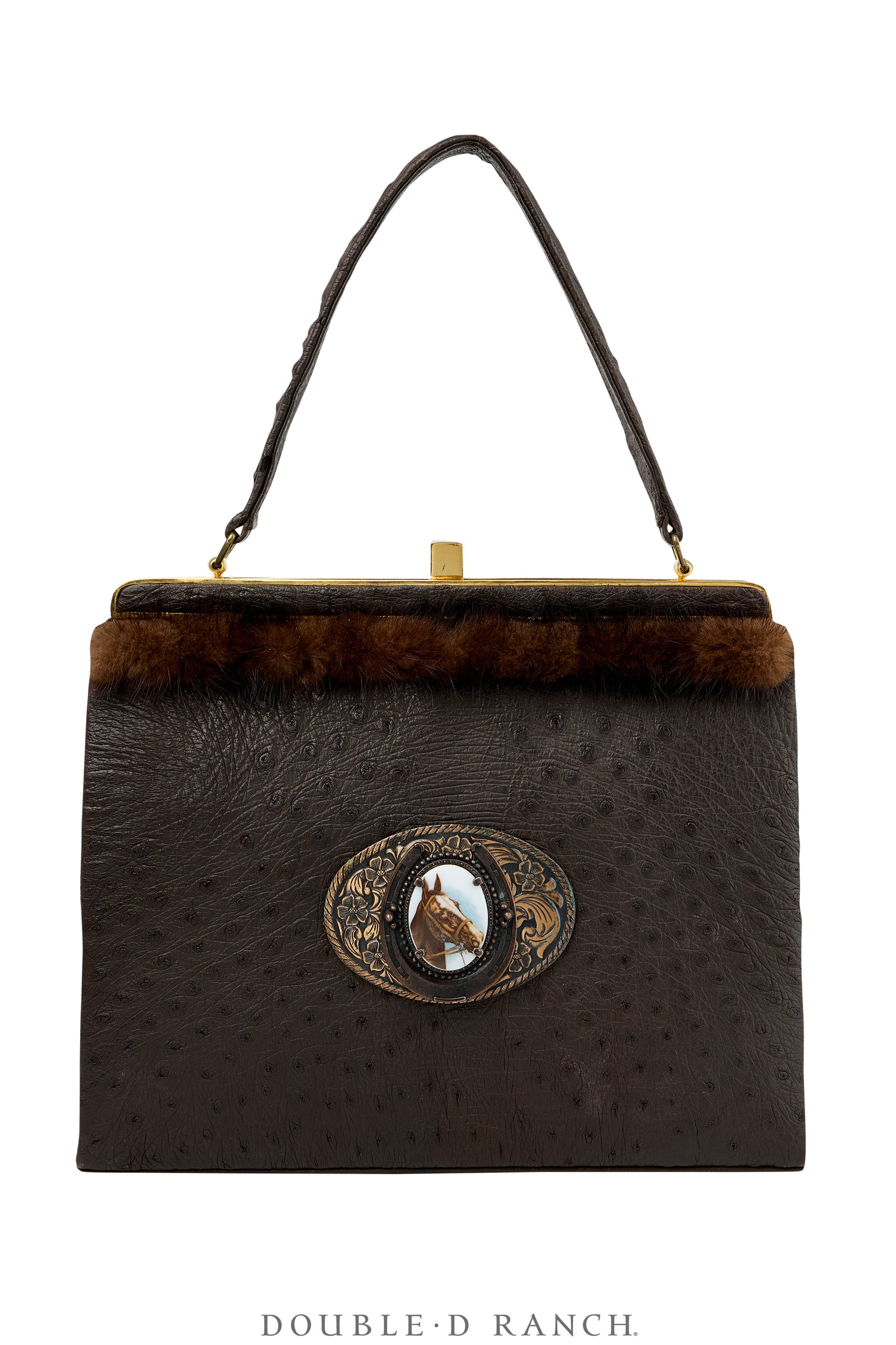 Bag, Silver Label, Ostrich with Quarter Horse Cameo Buckle, Repurposed, 1484
