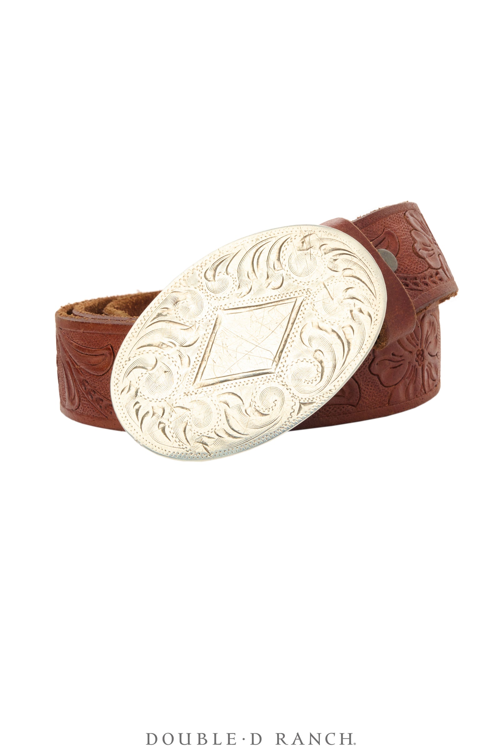 Belt, A Vintage, Buckle, Western, Sterling Silver, Engraved, Hallmark, Vintage, 1038