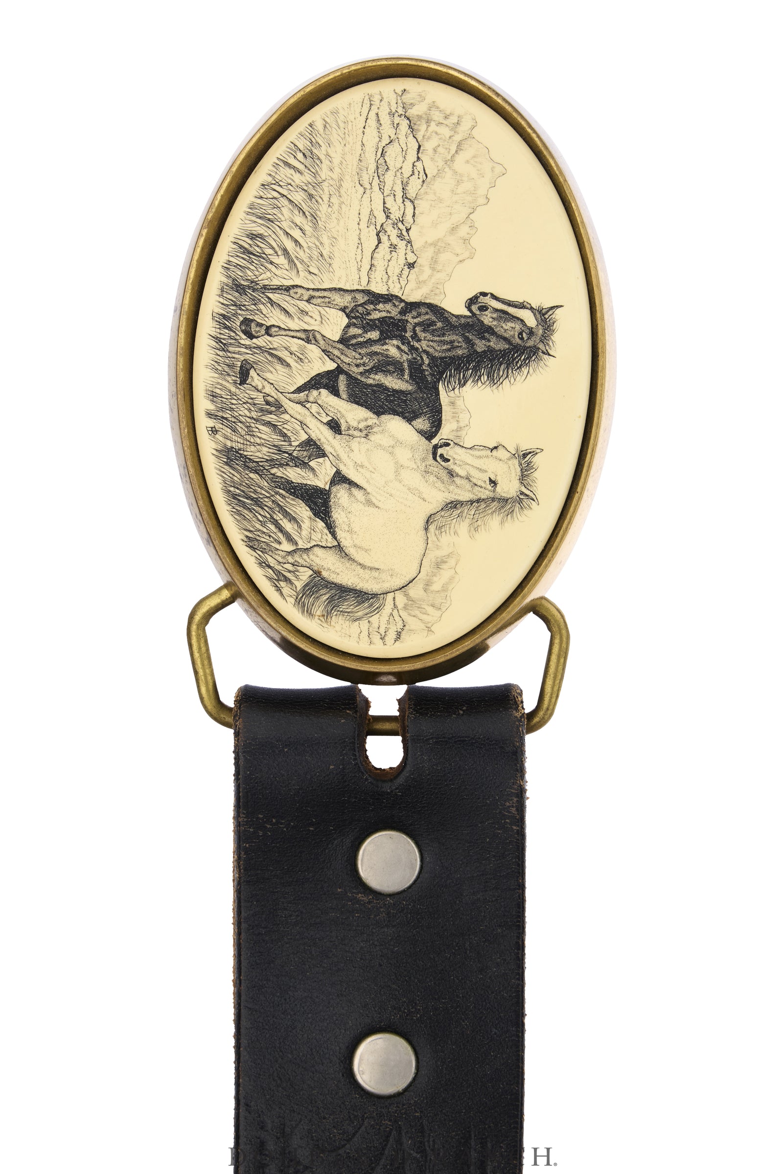 Belt, A Vintage, Scrimshaw, Horses, Hallmark, Vintage, 1043