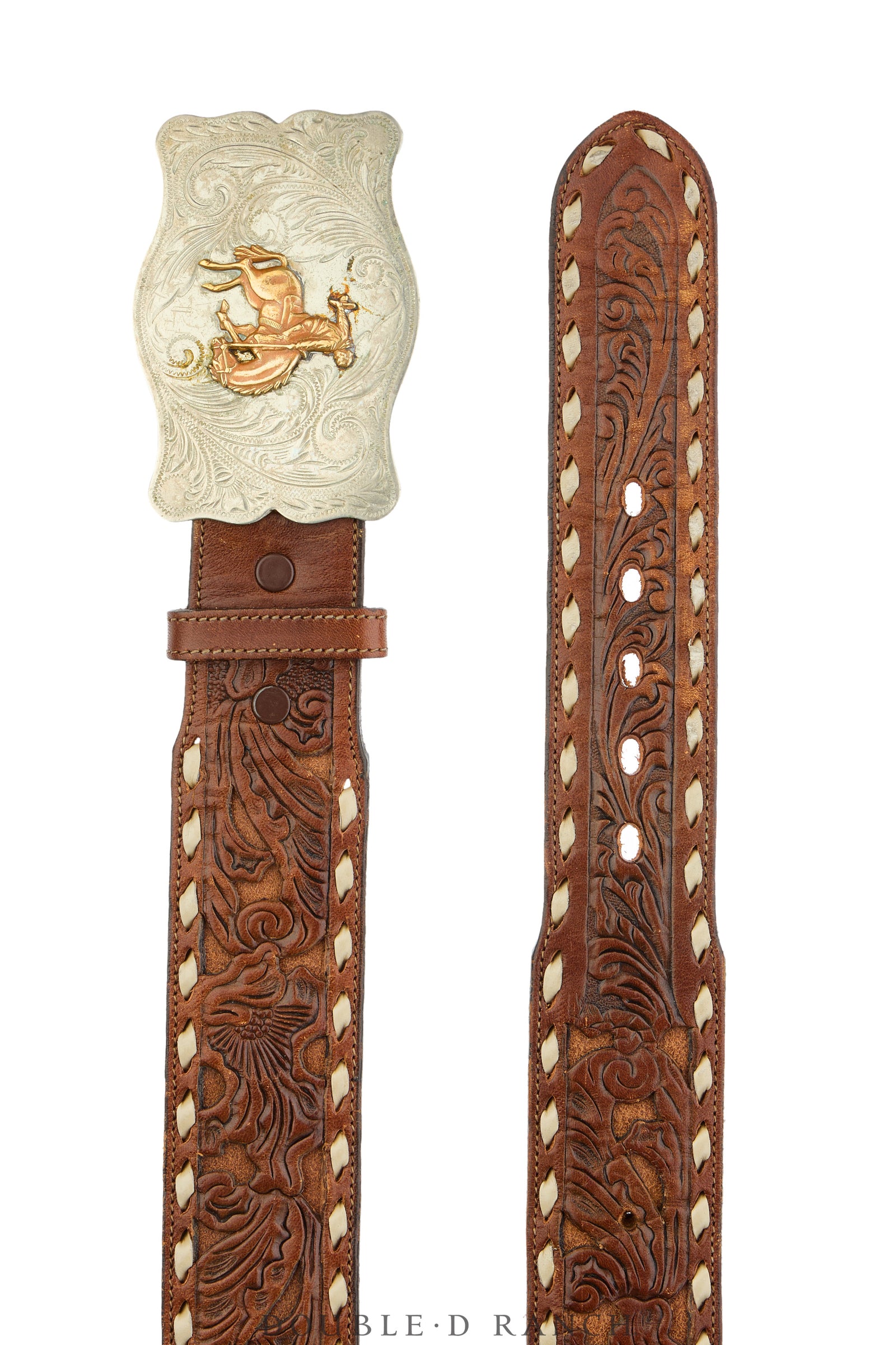 Belt, A Vintage, Buckle Kitsch, Western, Bronc, Marked, Vintage, 1047