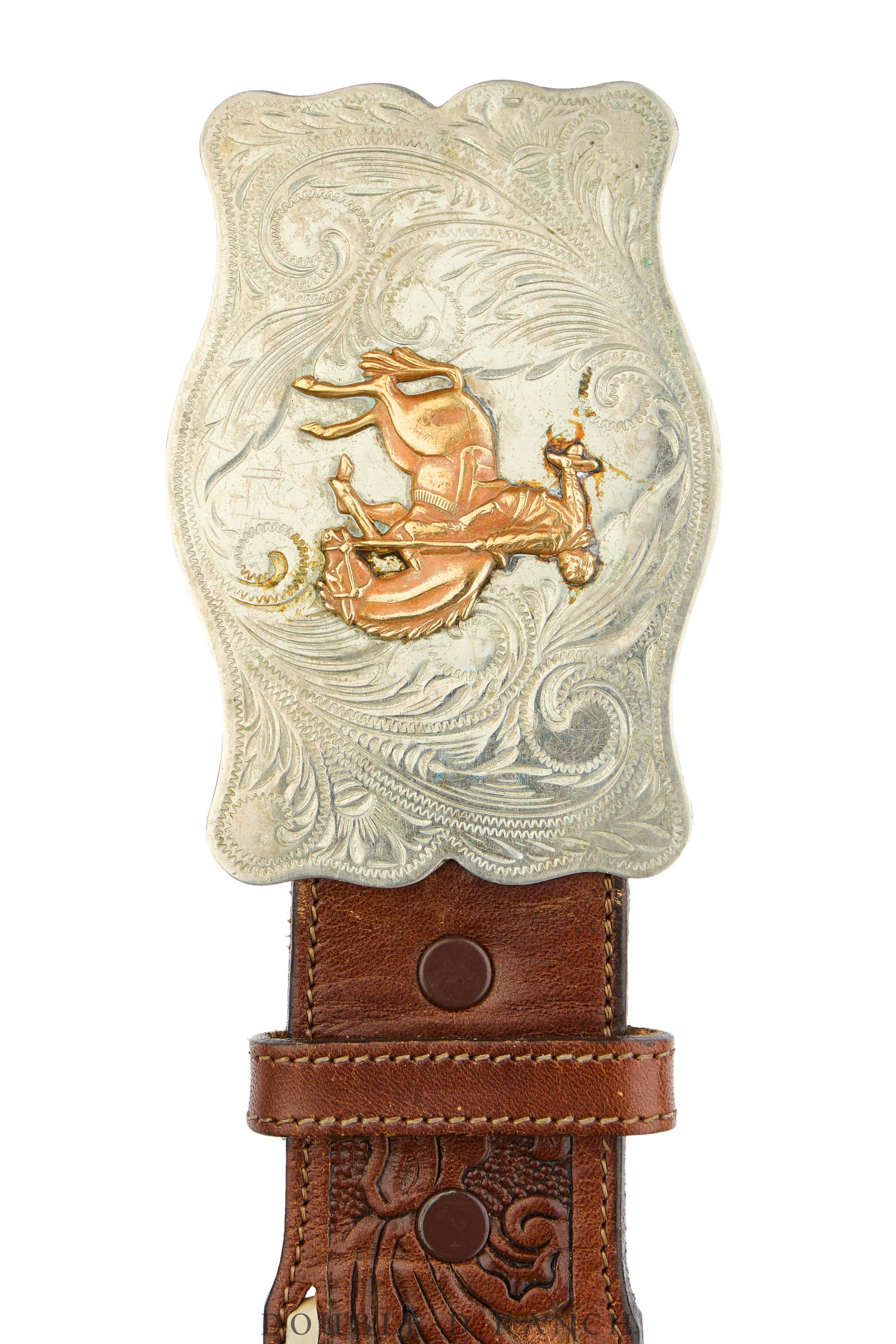 Belt, A Vintage, Buckle Kitsch, Western, Bronc, Marked, Vintage, 1047